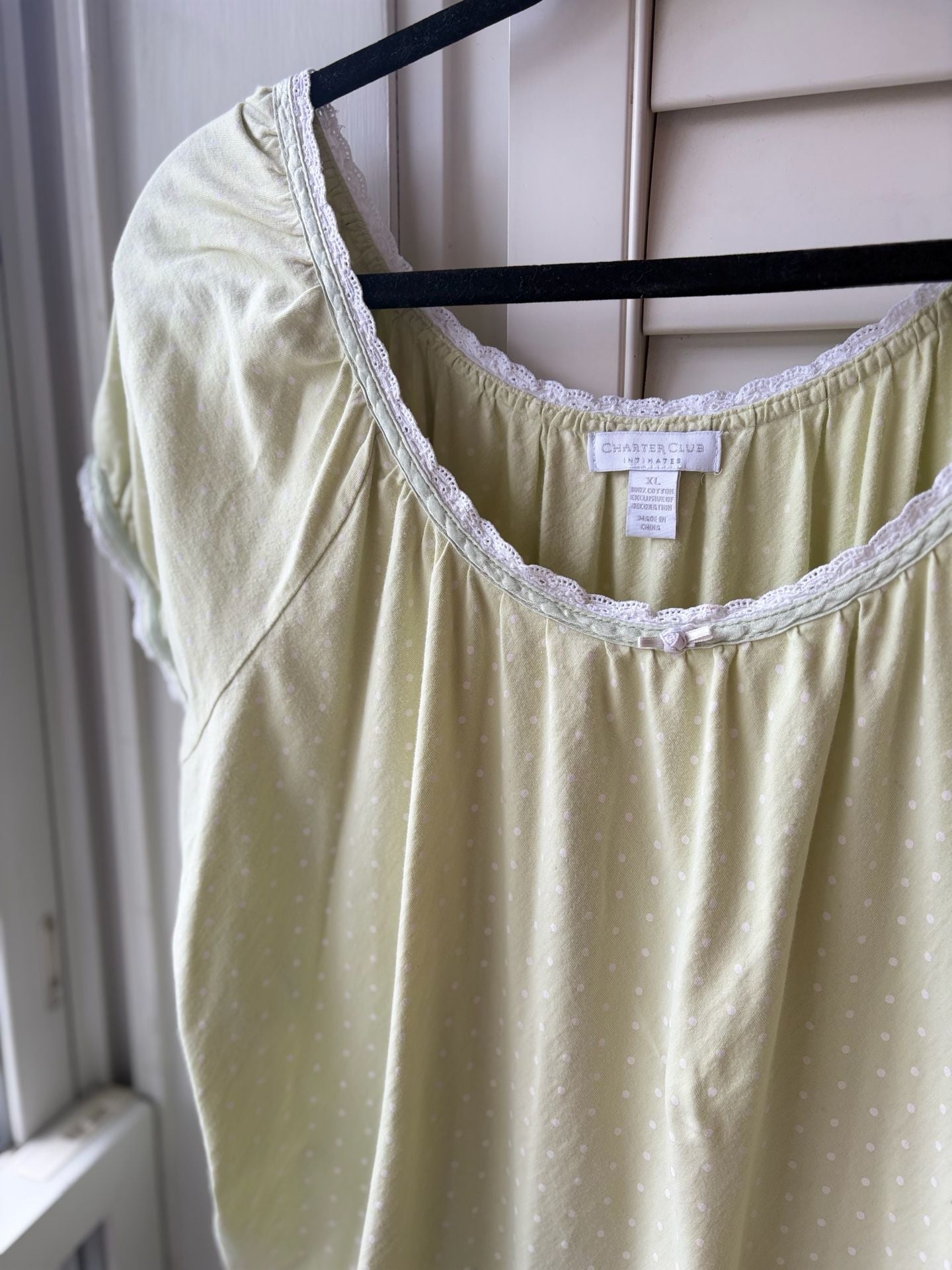 Adorable Delicate Cotton Nightgown Pastel Polka Dot Grandma Cottage 5