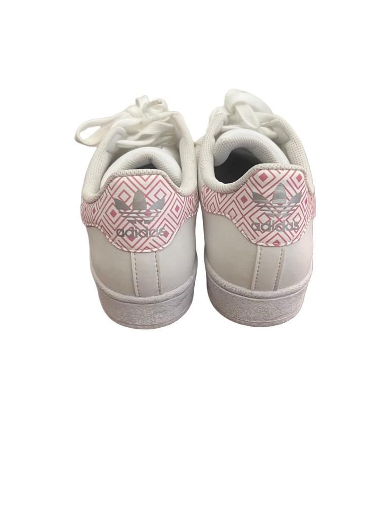 Adidas Superstar J Sneakers Size 7Y White Pink Geometric Shell Toe FX2989 5