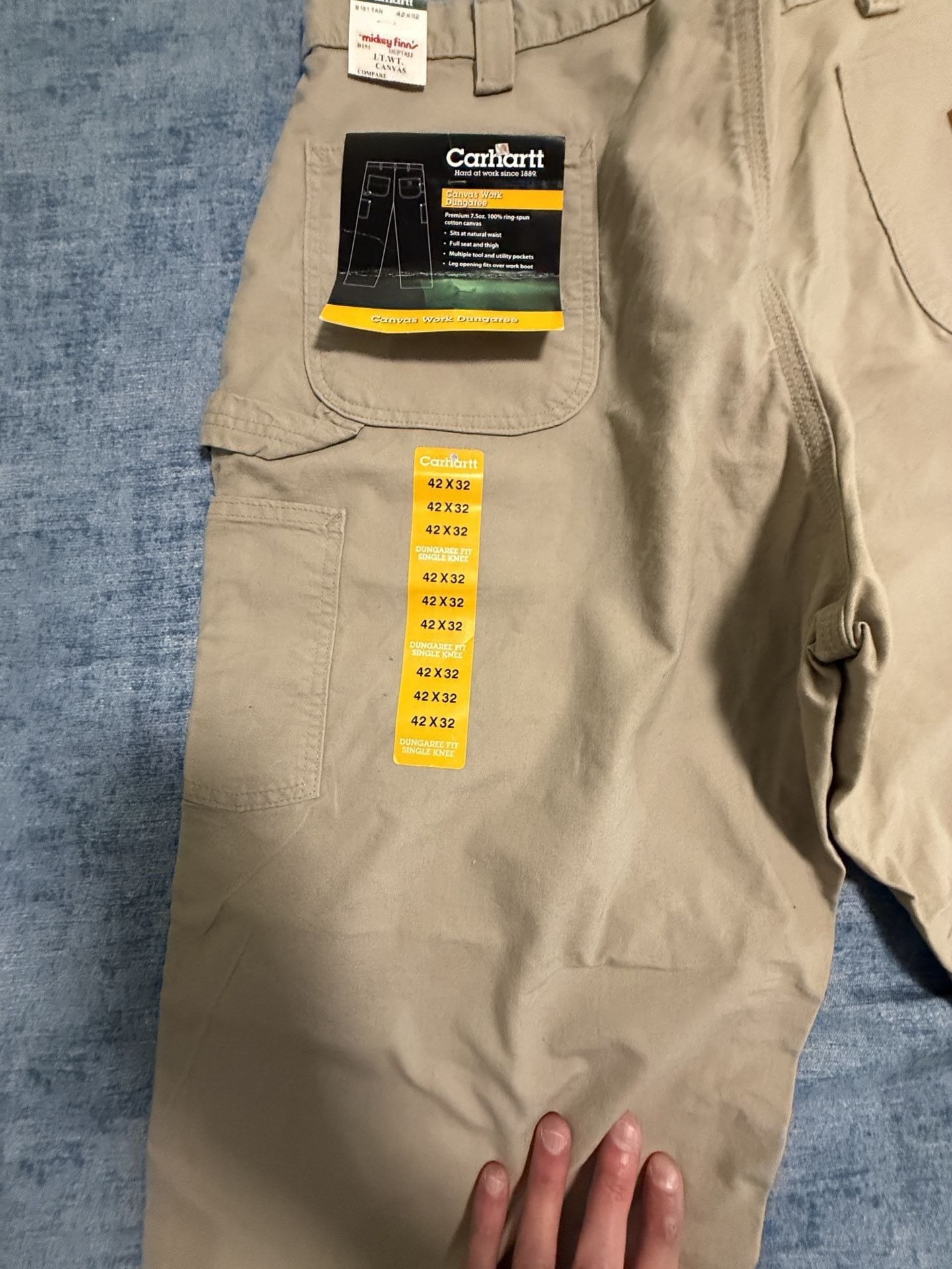 Carhartt B151 Canvas Work Dungaree Pants Tan 42x32 8