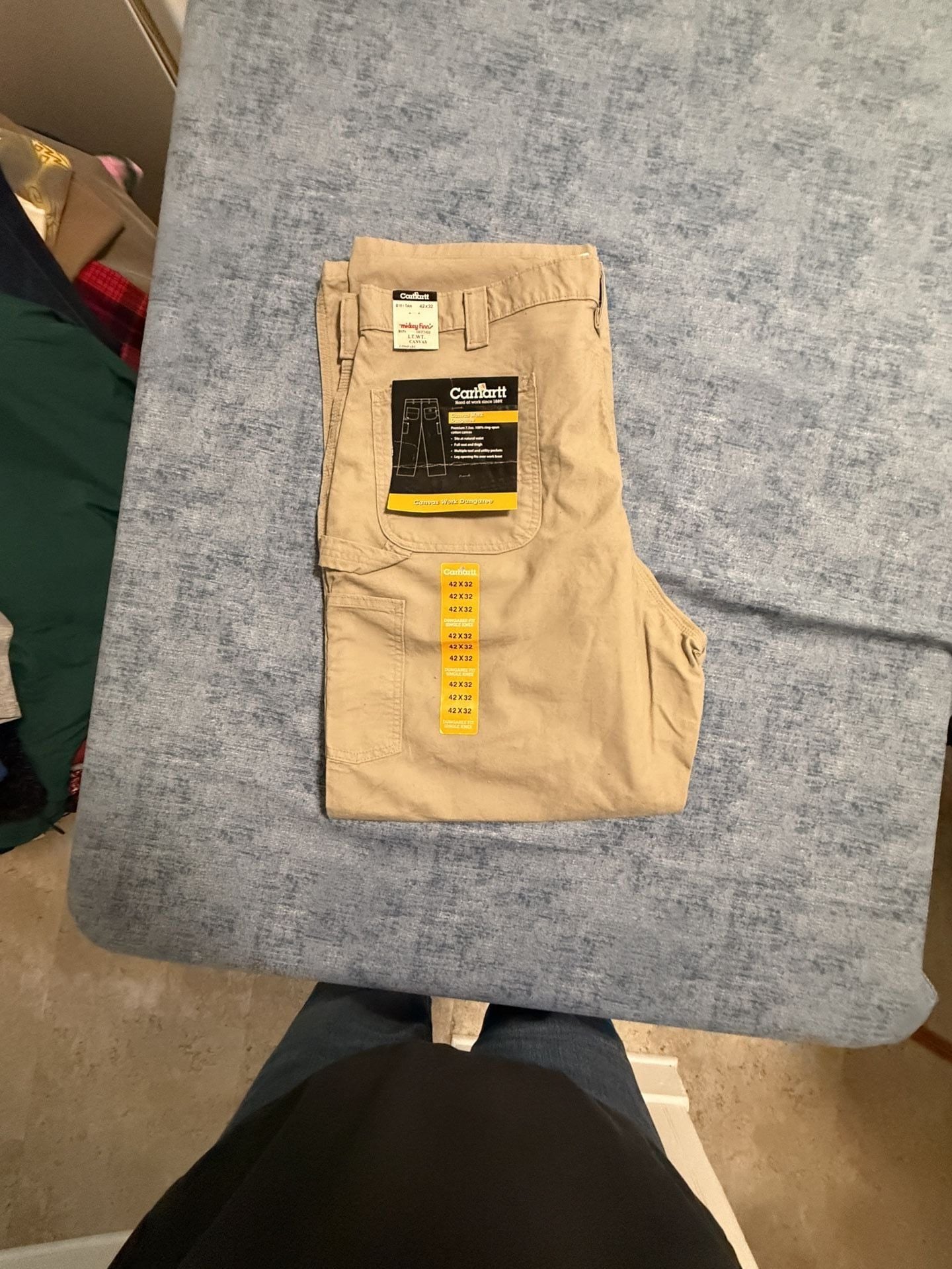 Carhartt B151 Canvas Work Dungaree Pants Tan 42x32 2