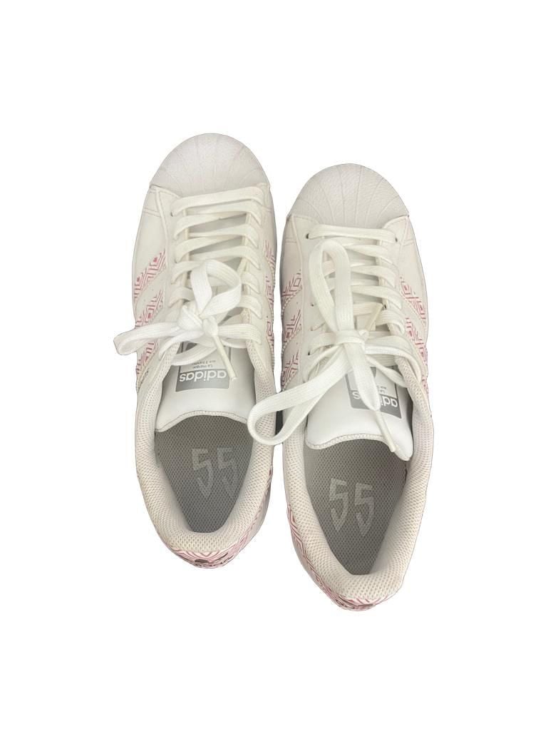 Adidas Superstar J Sneakers Size 7Y White Pink Geometric Shell Toe FX2989 7