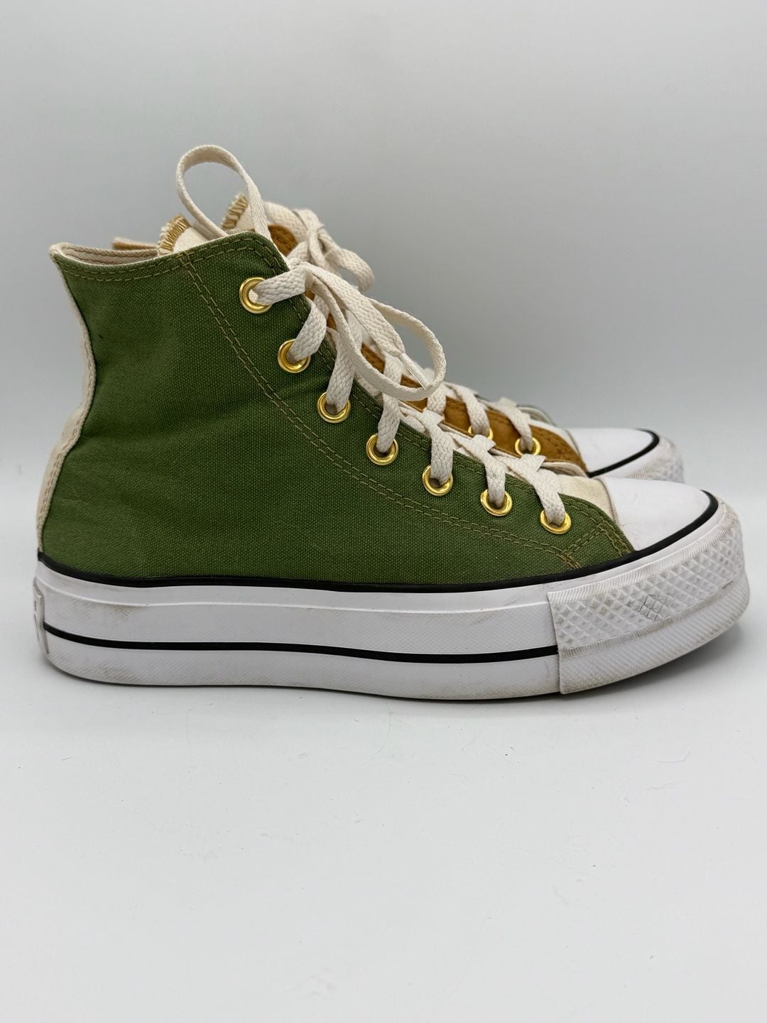 Converse Chuck Taylor All Star Lift Platform High Tops Green Mustard Womens 6 4