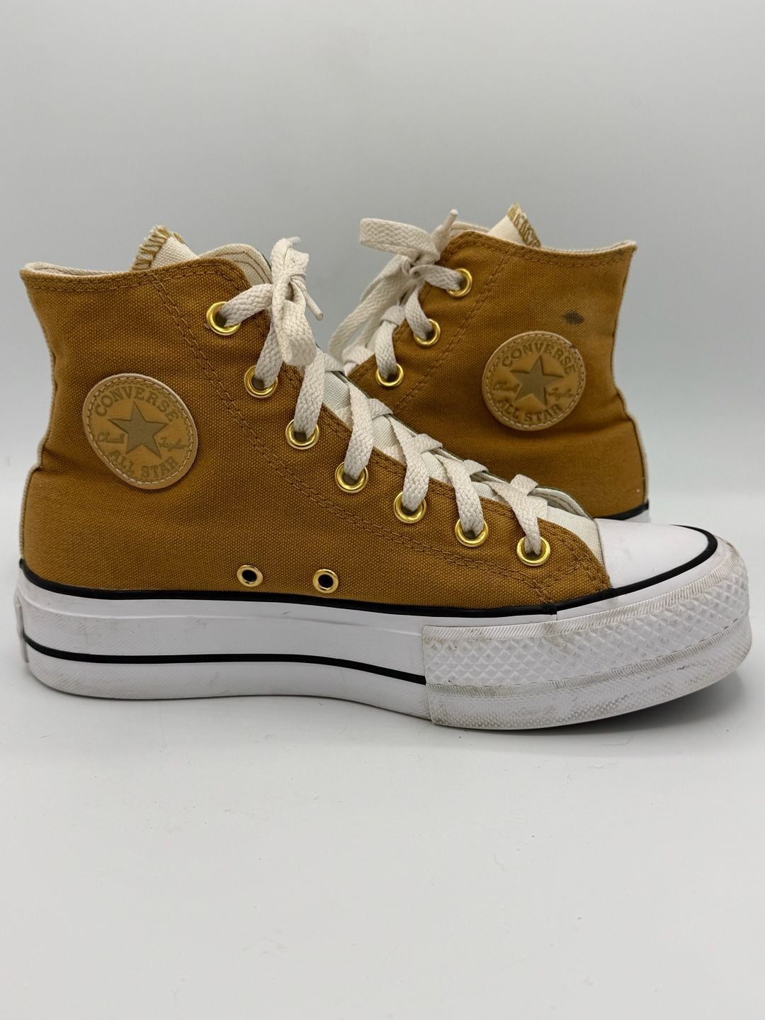 Converse Chuck Taylor All Star Lift Platform High Tops Green Mustard Womens 6 5