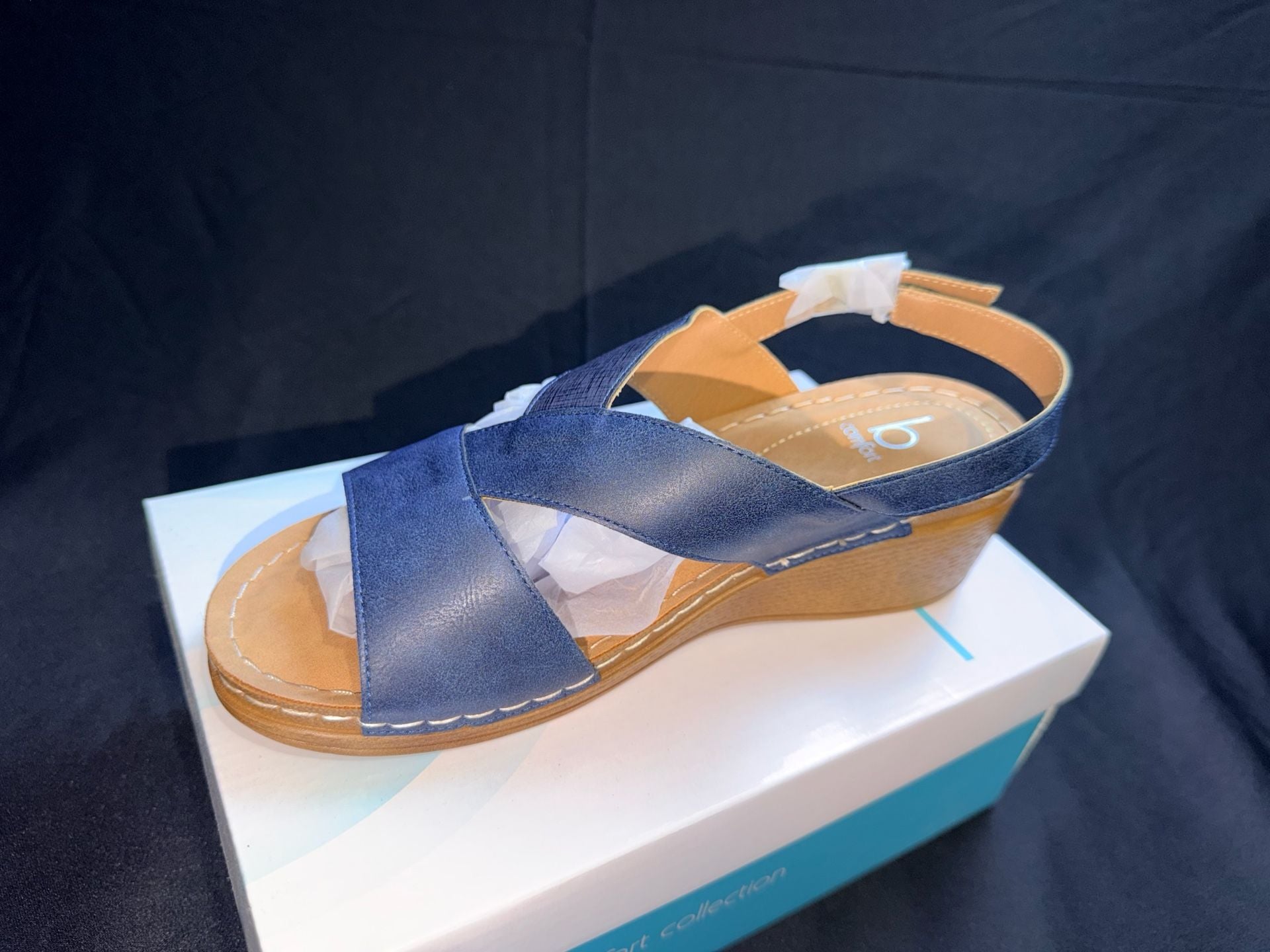 BKS Stern Comfort Collection Wedge Sandals Size 9 M Navy Blue 9