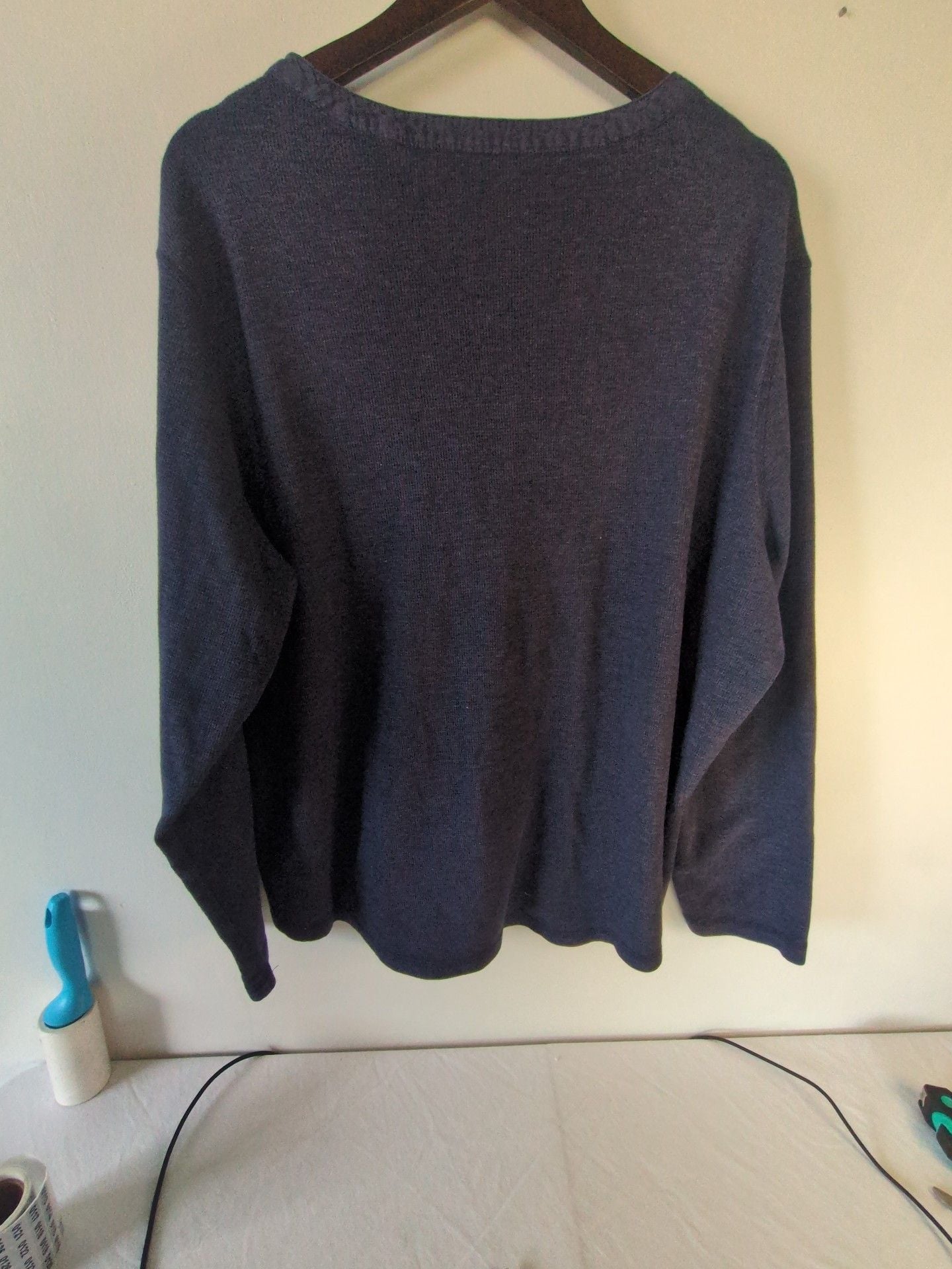 NorthCrest Long Sleeve Thermal Top Size 3X Blue Henley 3