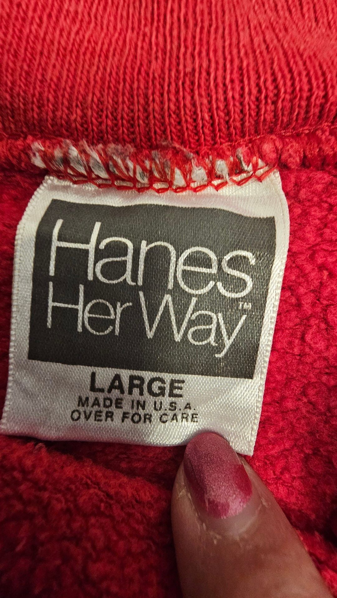 Hanes Her Way Christmas Stocking Bear Sweatshirt Size Large Red Vintage 4