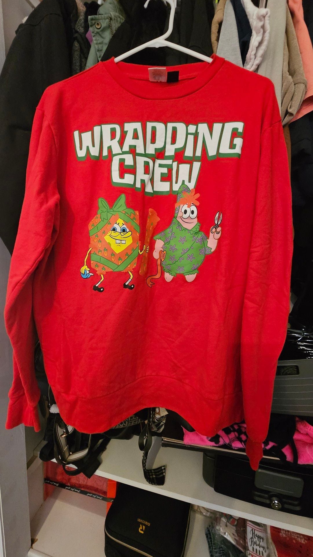 Nickelodeon SpongeBob SquarePants Wrapping Crew Christmas Sweatshirt Size Large 1