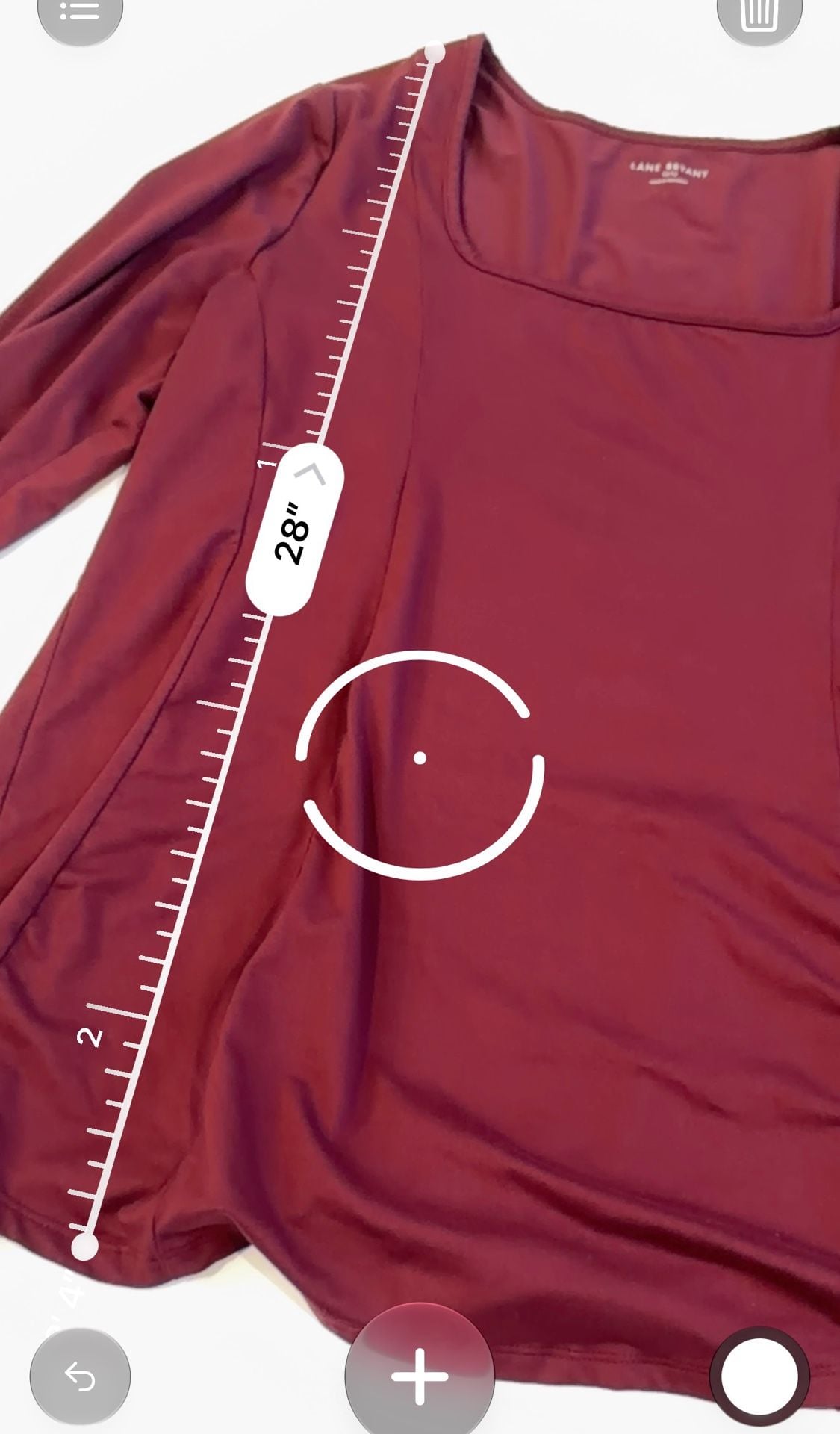 Lane Bryant Square Neck Top Size 10/12 Burgundy 7