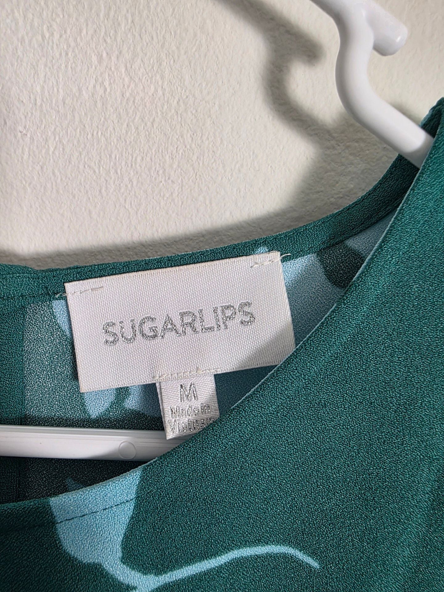 Sugarlips Floral Dress Size M Green Blue Puff Sleeve Midi 4