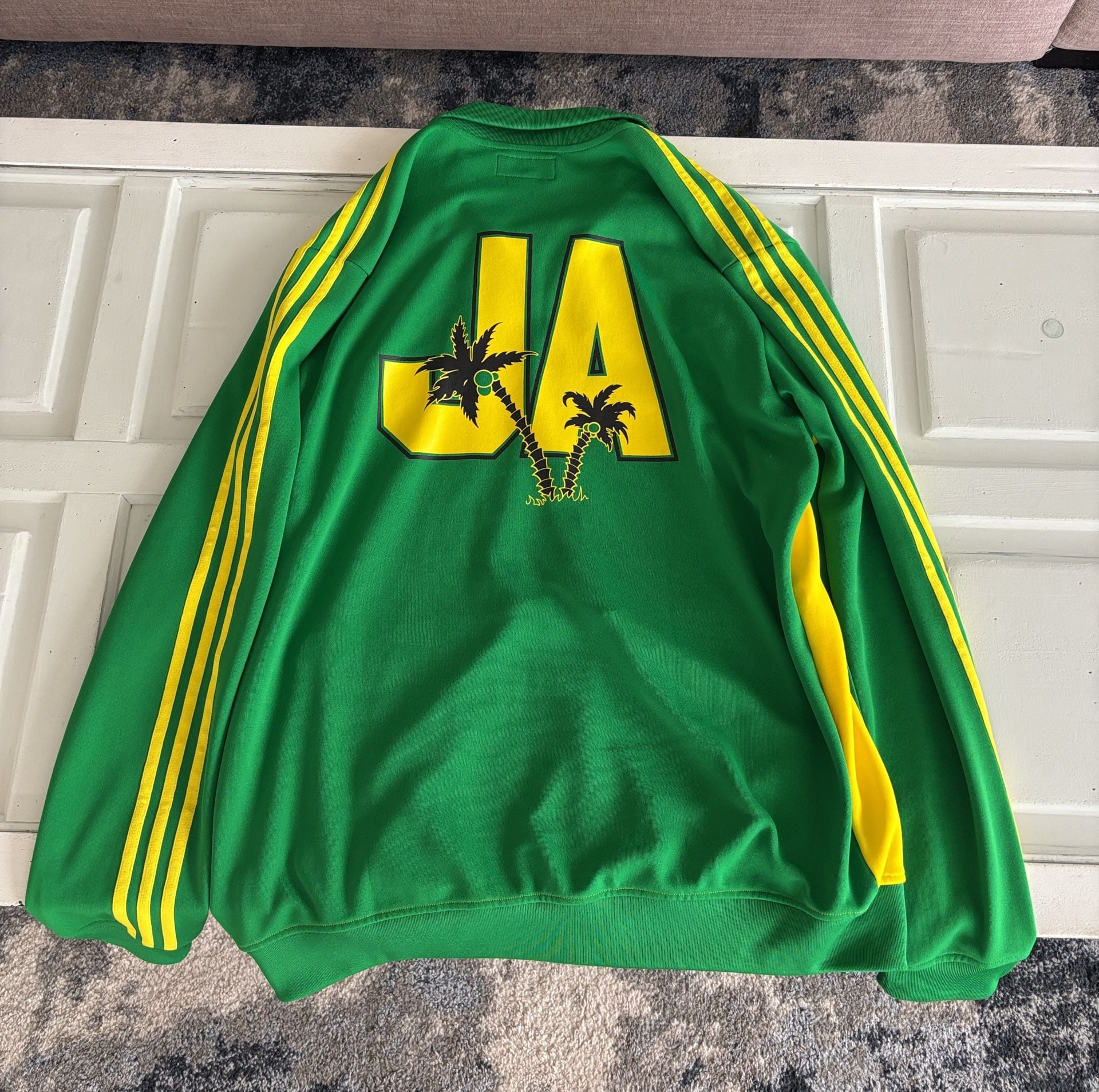 Adidas Jamaica Track Jacket Size XL Green Yellow Full Zip Palm Trees 4