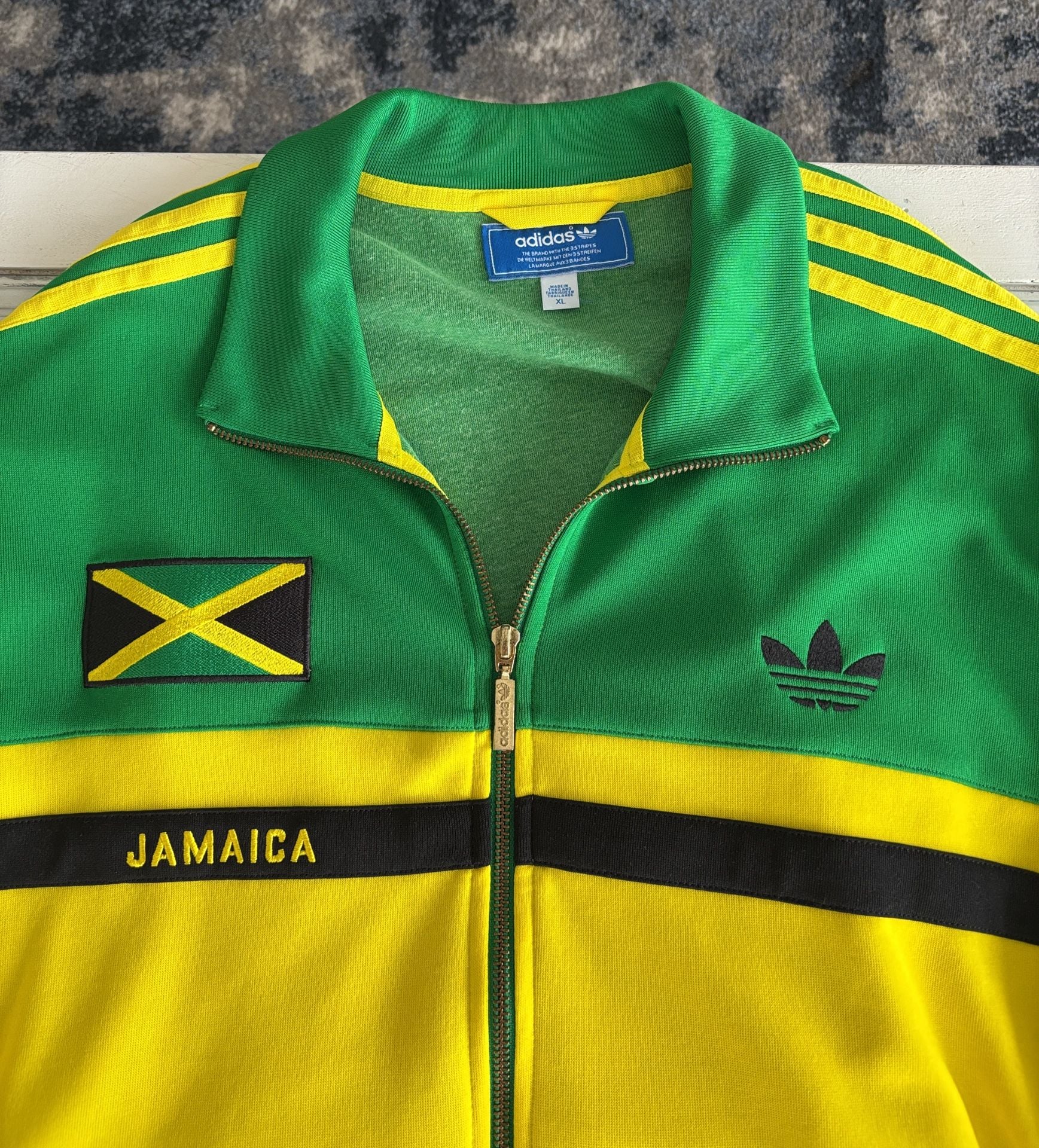 Adidas Jamaica Track Jacket Size XL Green Yellow Full Zip Palm Trees 3
