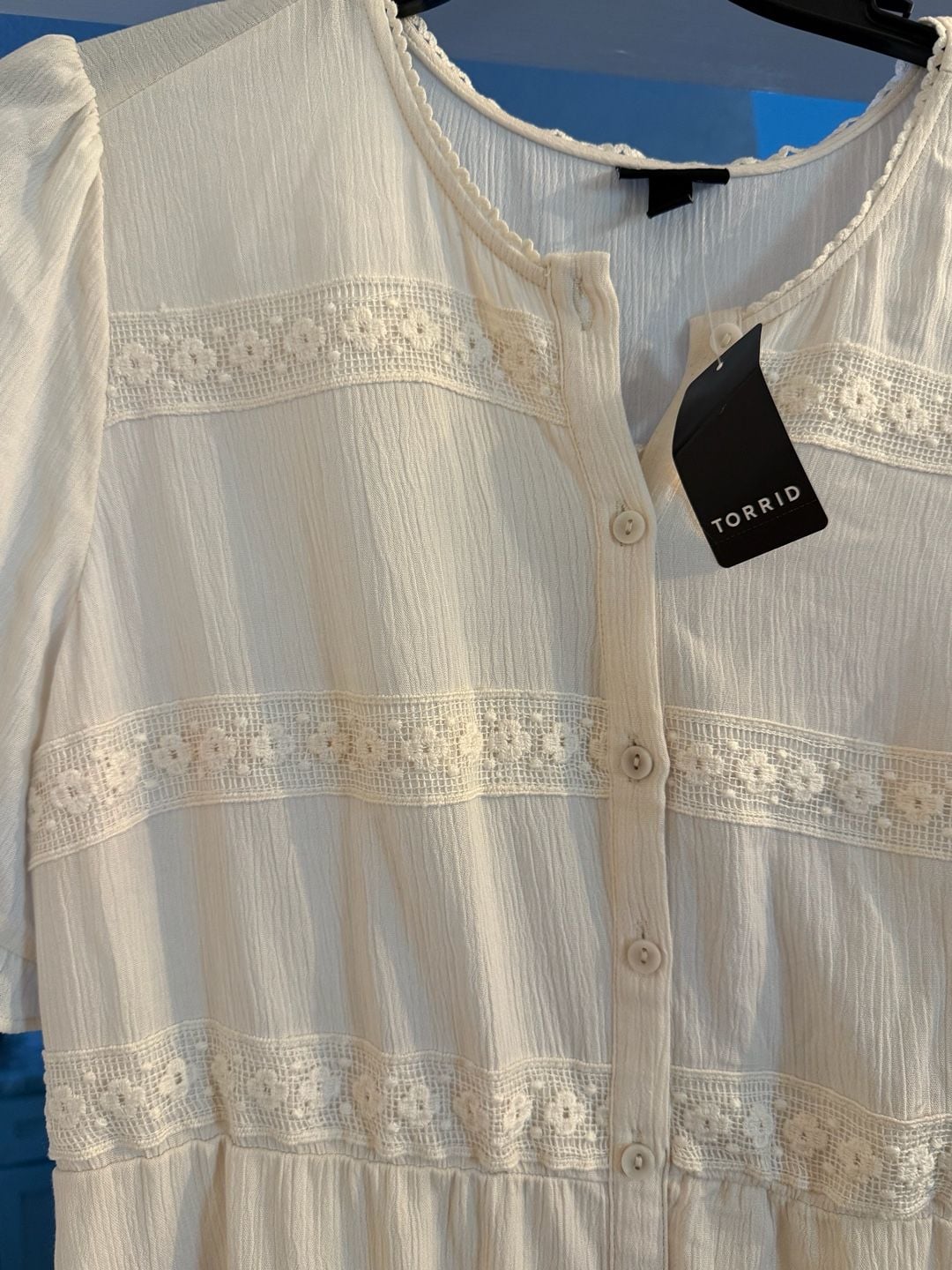 Torrid NWT Whisper White Washable Gauze Flutter Sleeve Tiered Maxi Dress Plus Sz 5