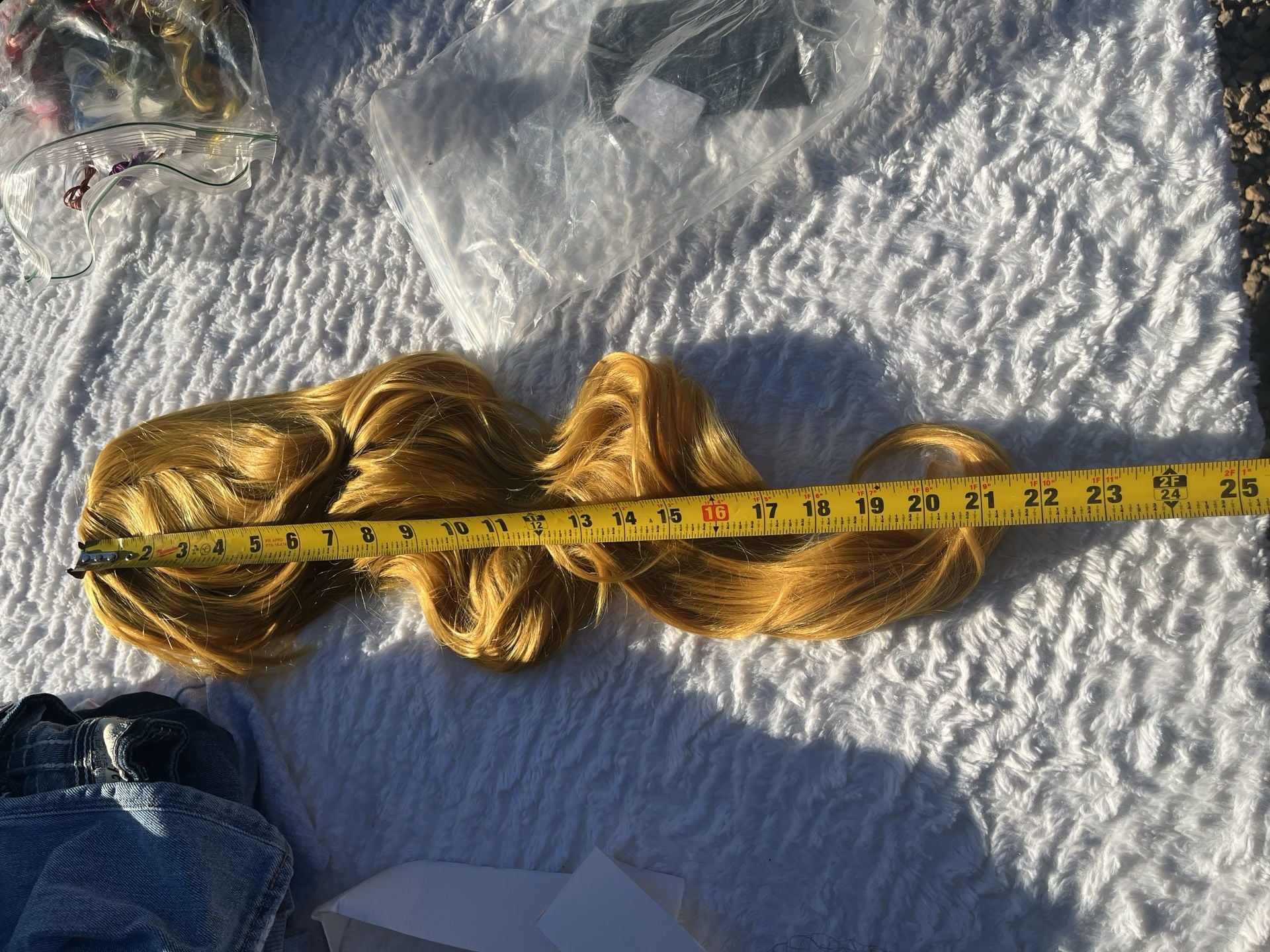 Synthetic Long Wavy Blonde Wig With Bun 3