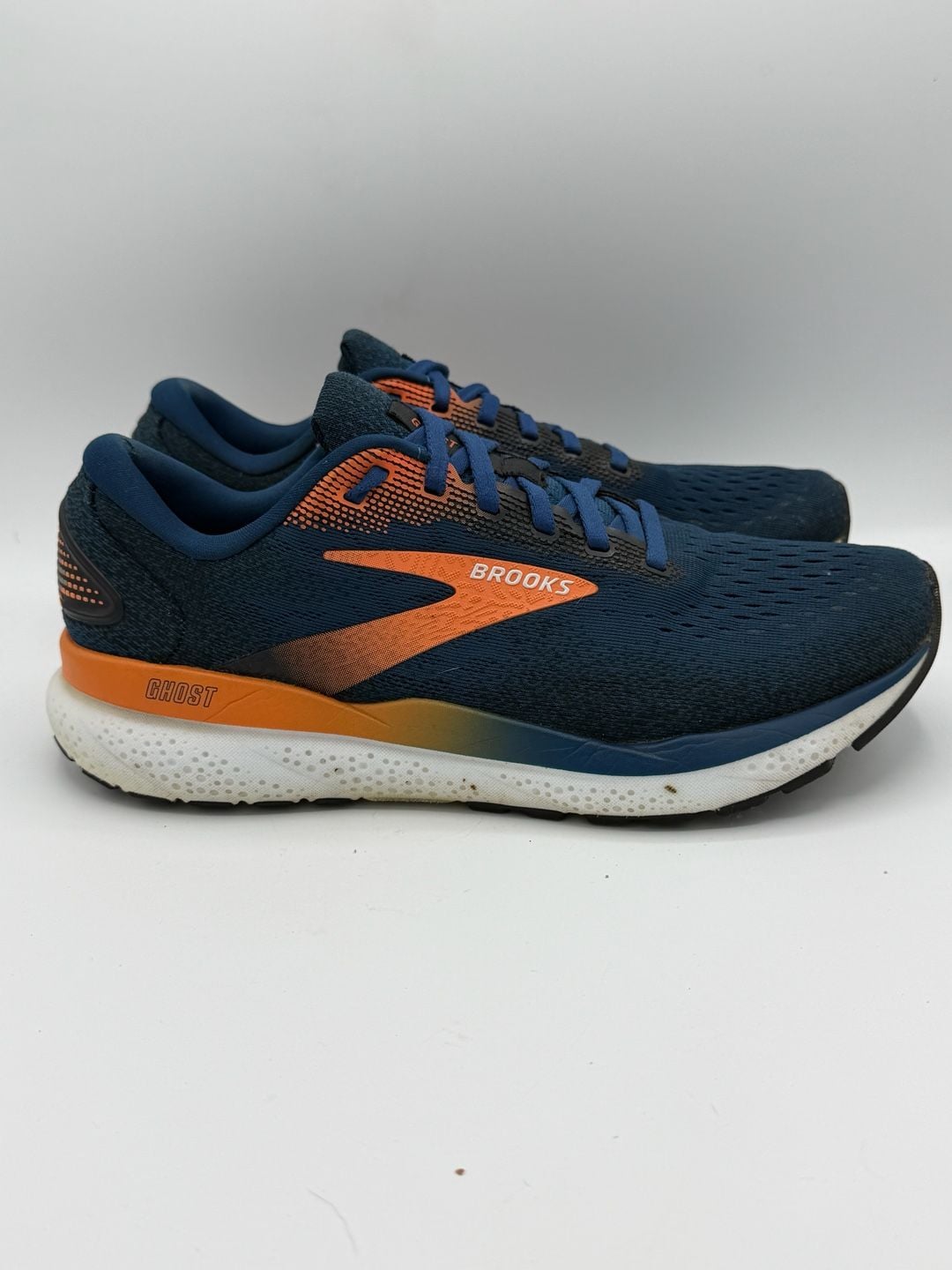 Brooks Ghost 16 Mens 7.5 D Running Shoes Navy Blue Orange Athletic Sneakers 5