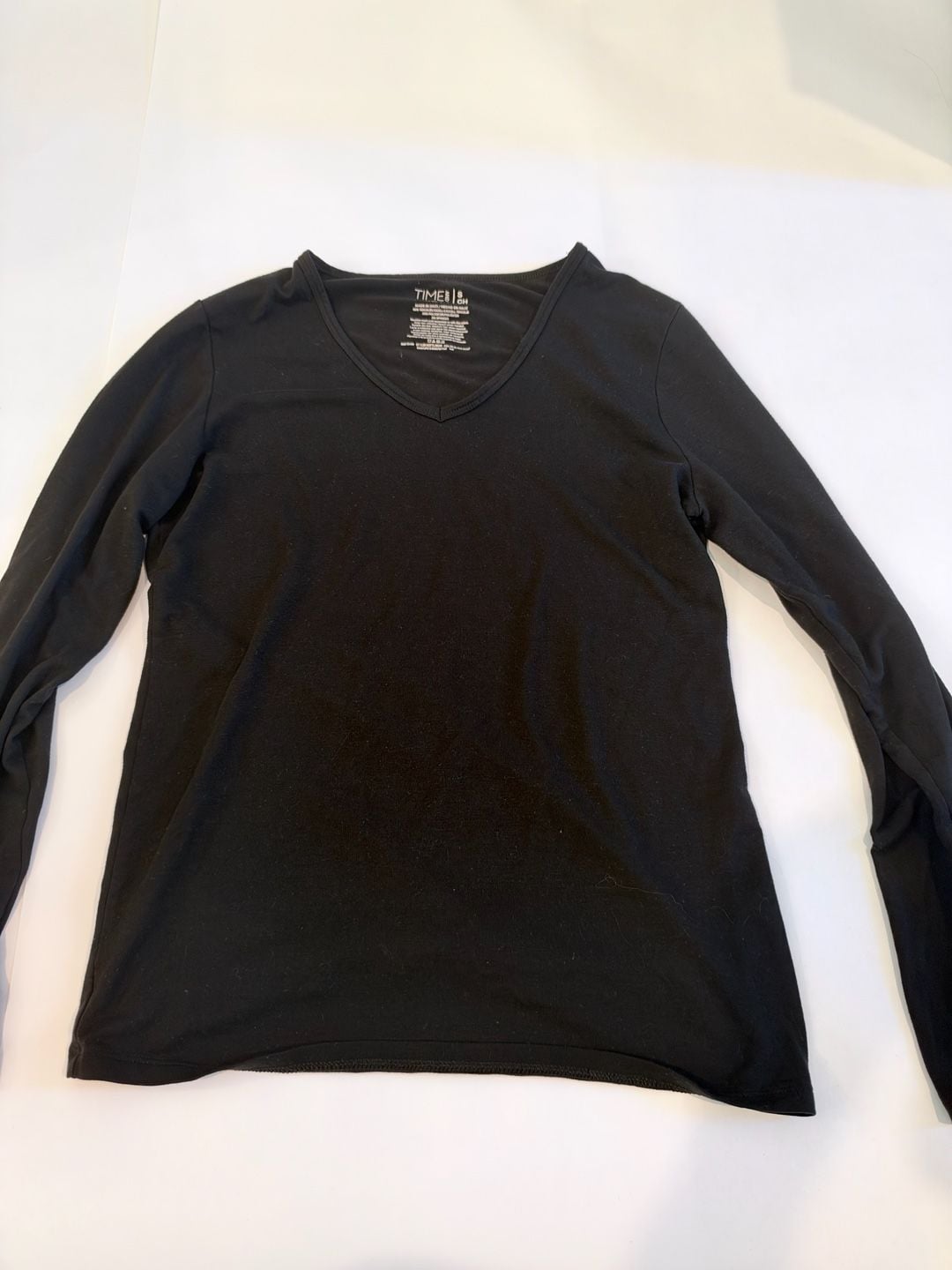 Time And Tru V-Neck Long Sleeve Shirt Size S Black 2