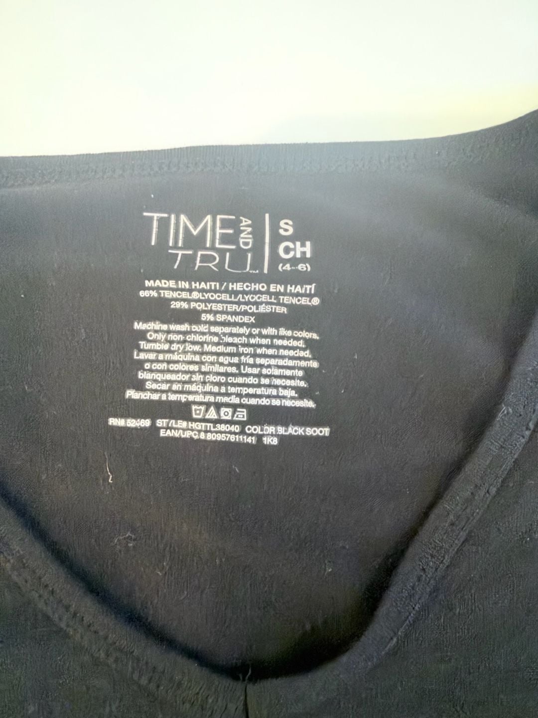 Time And Tru V-Neck Long Sleeve Shirt Size S Black 5