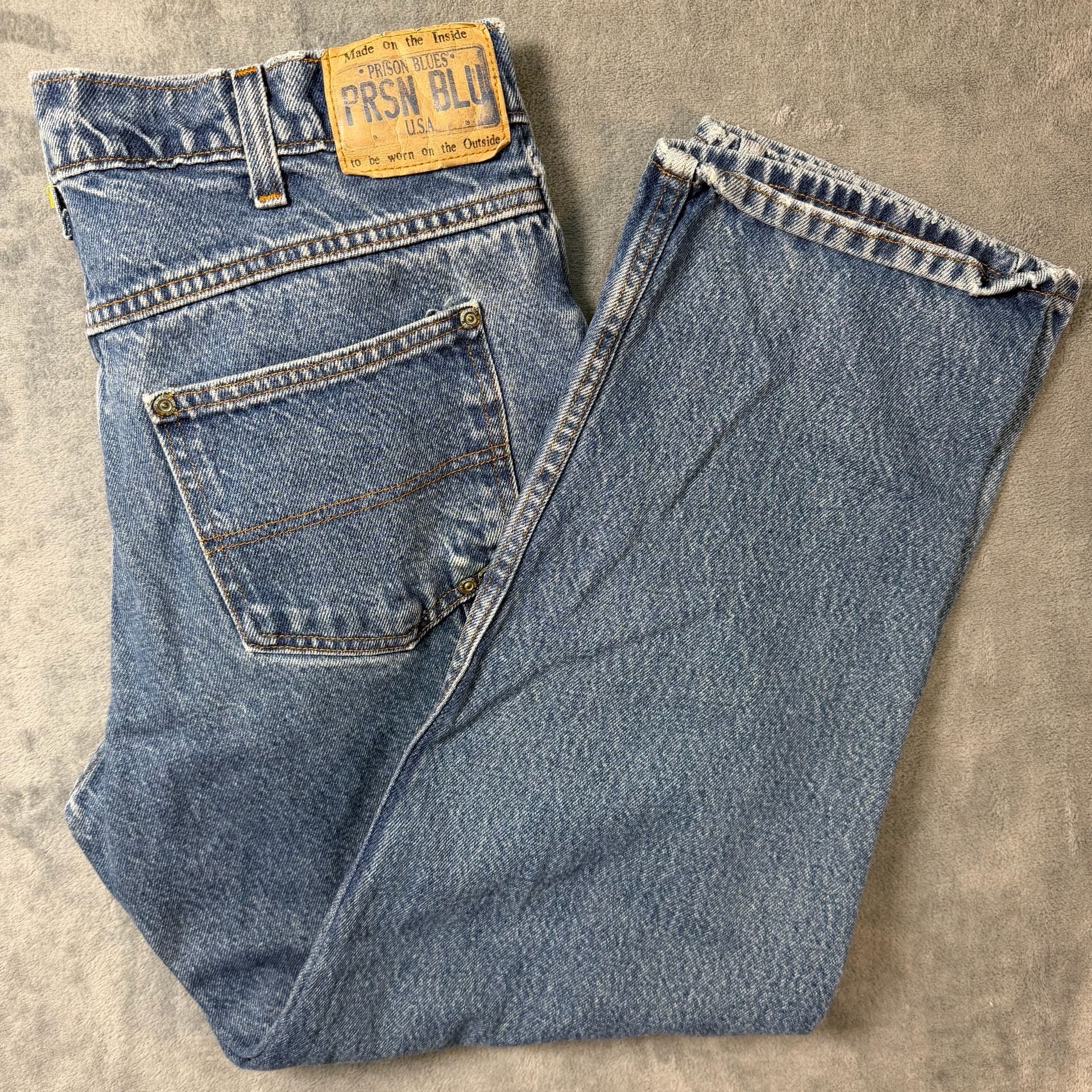 Vintage Prison Blues Carpenter Jeans Mens 34x30 Blue Denim Workwear USA Made 1