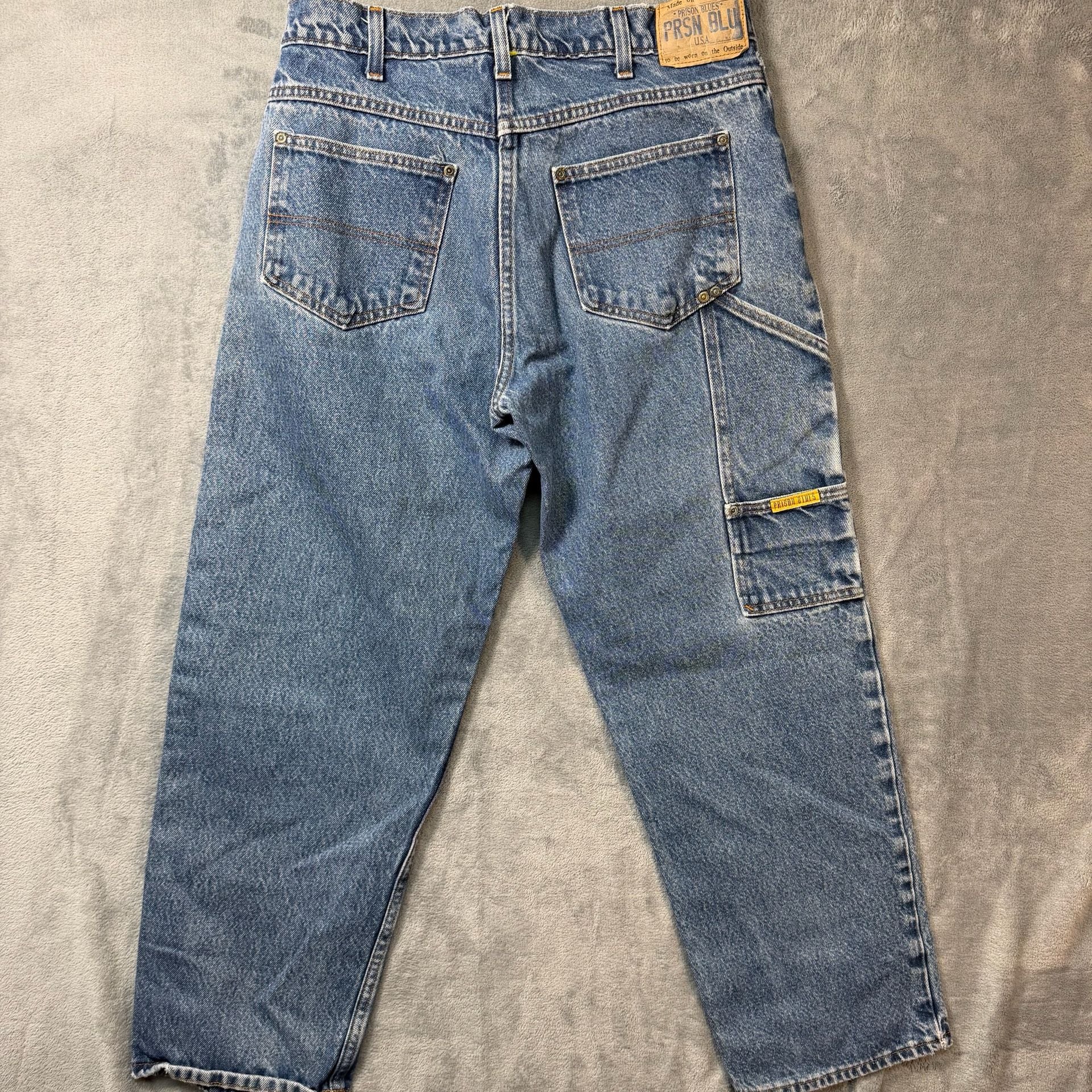 Vintage Prison Blues Carpenter Jeans Mens 34x30 Blue Denim Workwear USA Made 12