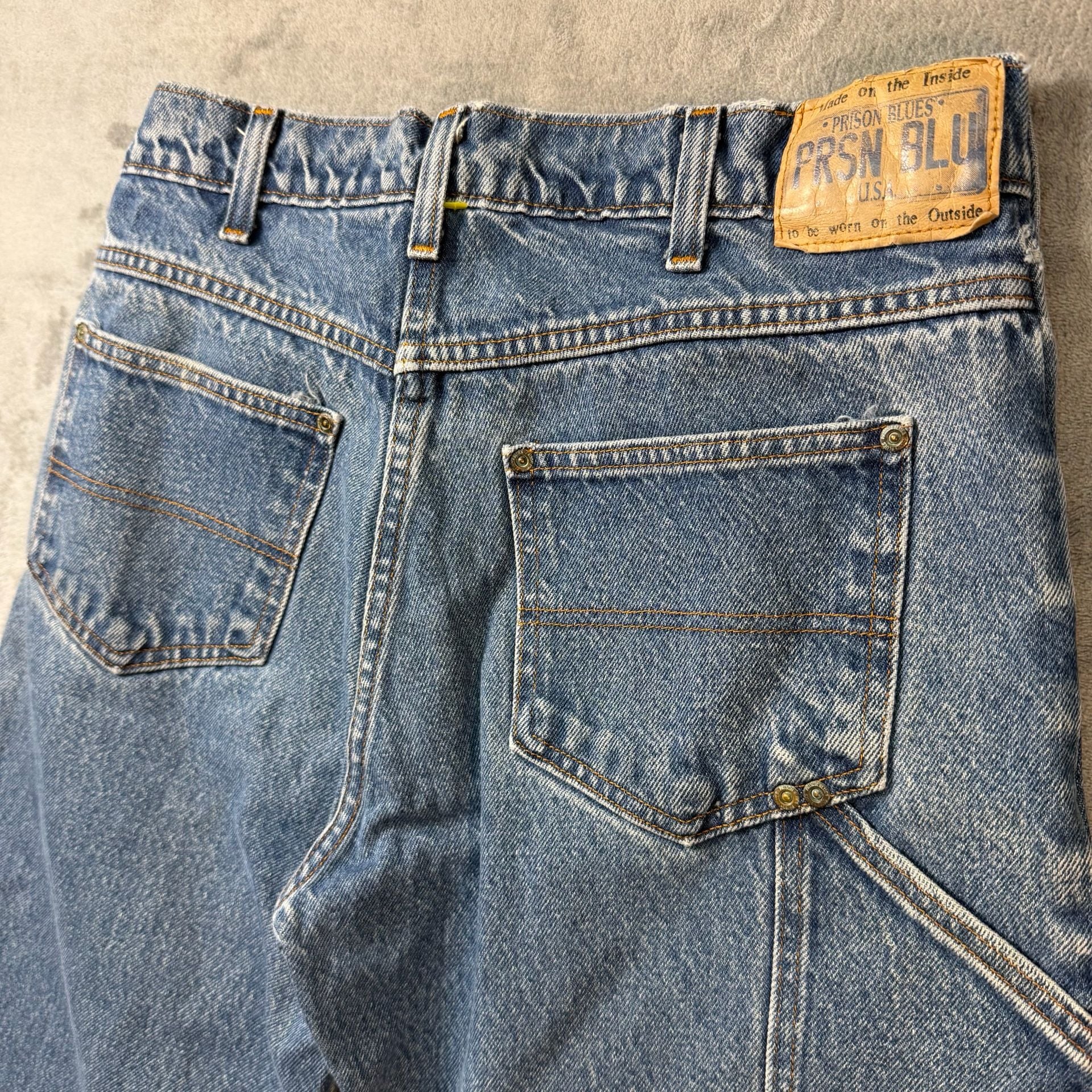 Vintage Prison Blues Carpenter Jeans Mens 34x30 Blue Denim Workwear USA Made 14