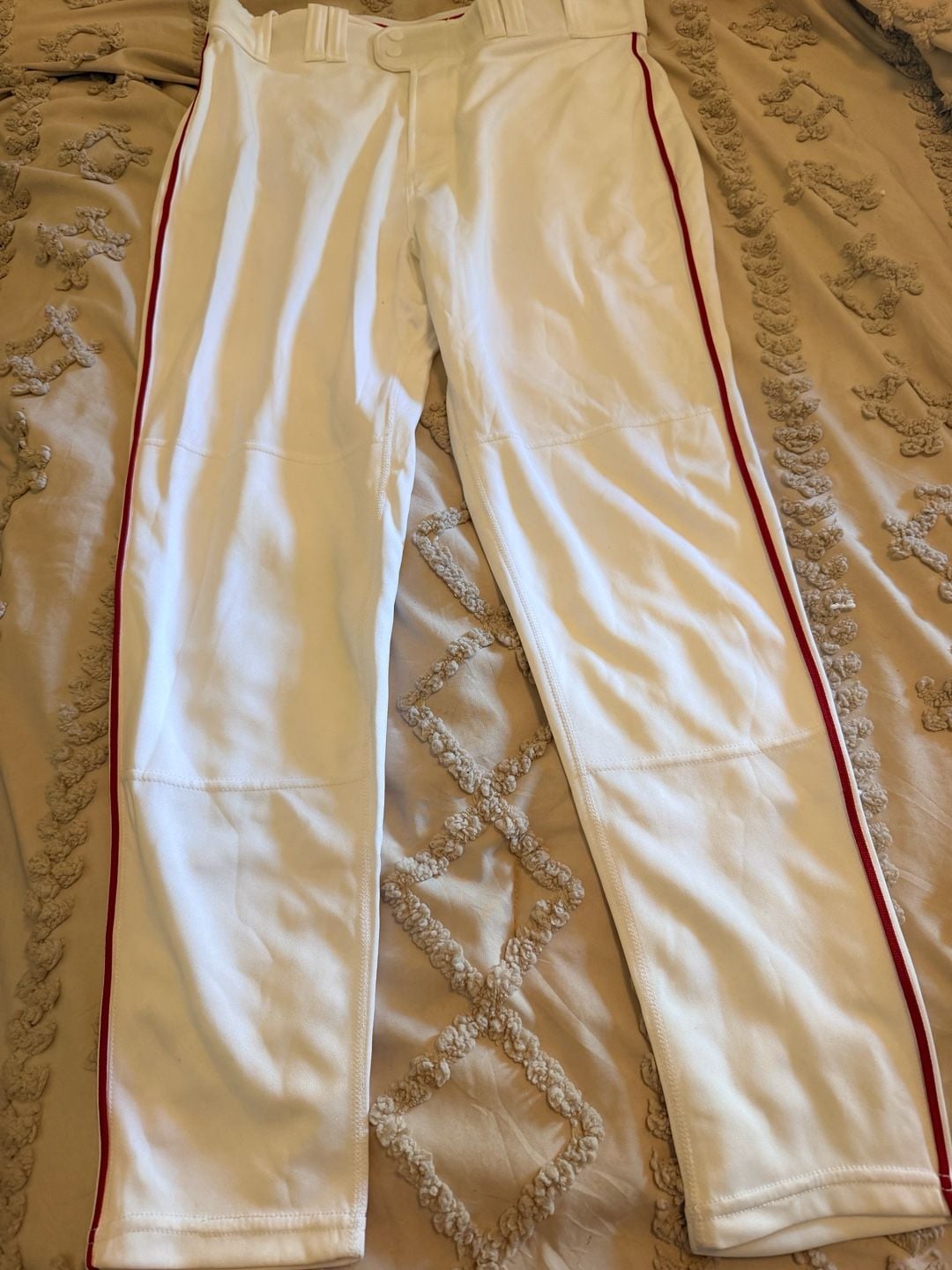 Rawlings Baseball Pants Size L White Red Piping New With Tags 3