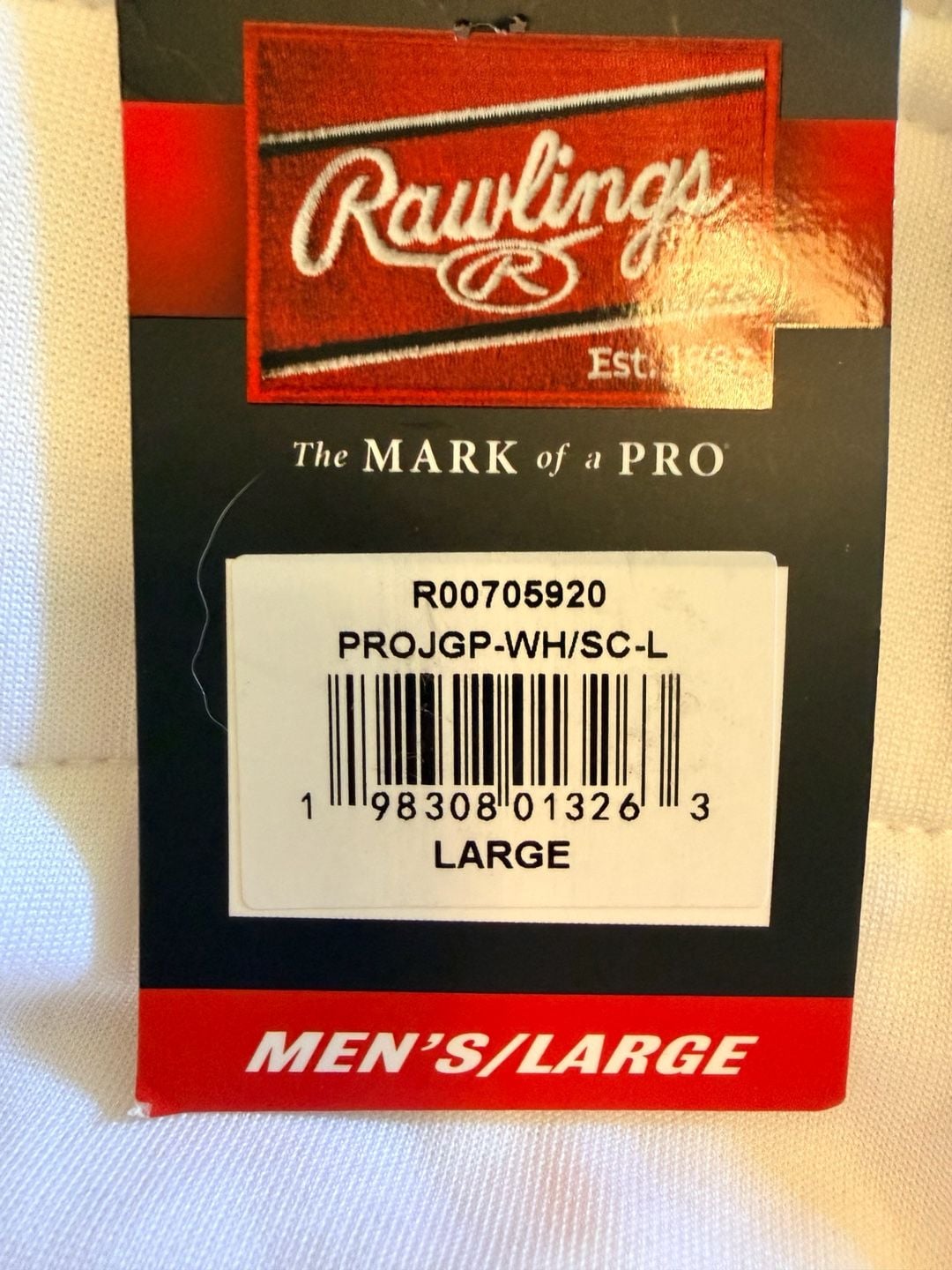 Rawlings Baseball Pants Size L White Red Piping New With Tags 5