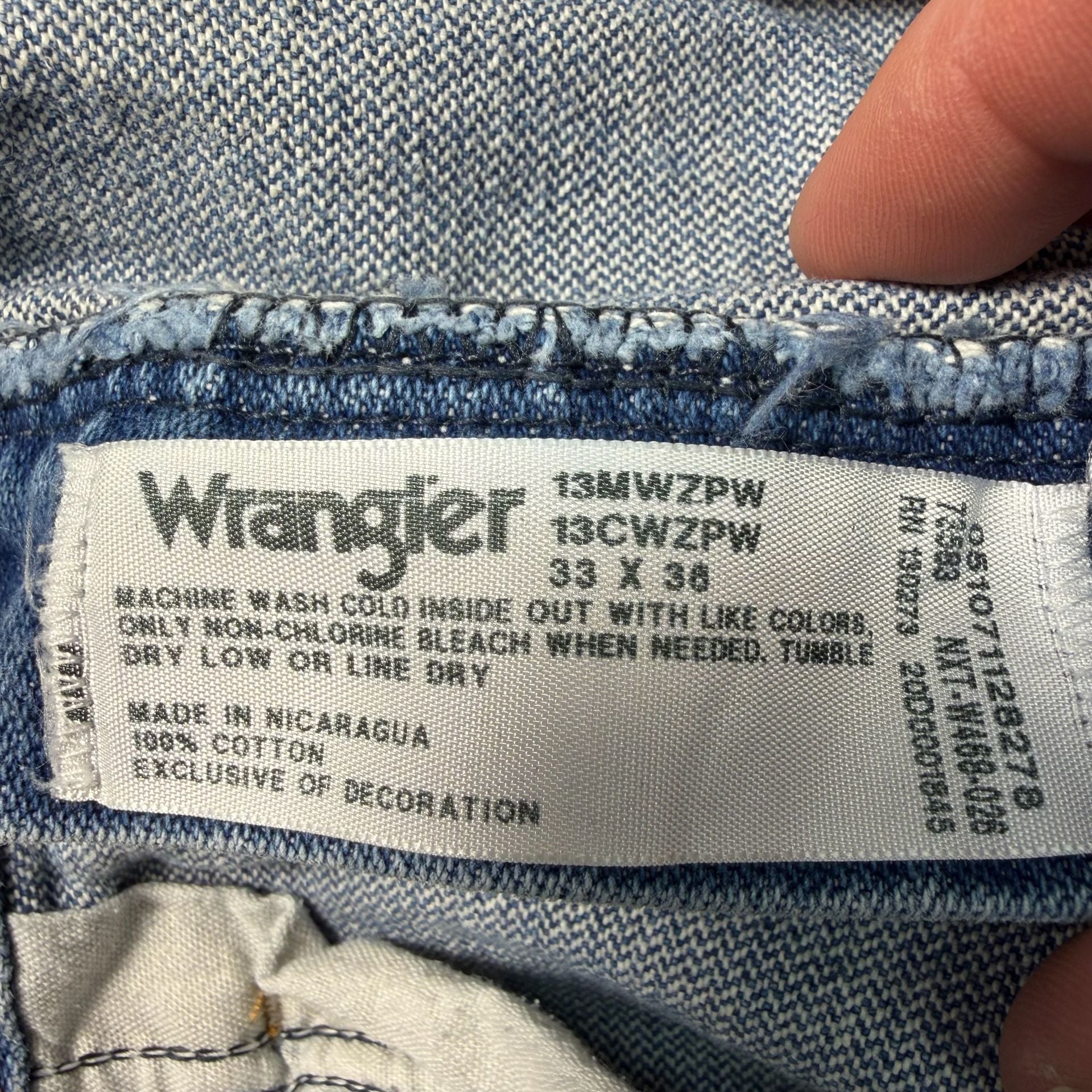 Wrangler Cowboy Cut 13MWZ Jeans Mens 33x36 Prewashed Indigo Tall Bootcut 8