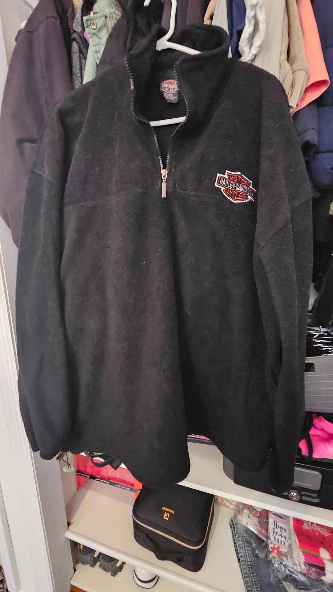 Harley-Davidson Black Fleece Quarter Zip Pullover XXL Embroidered Logo
2