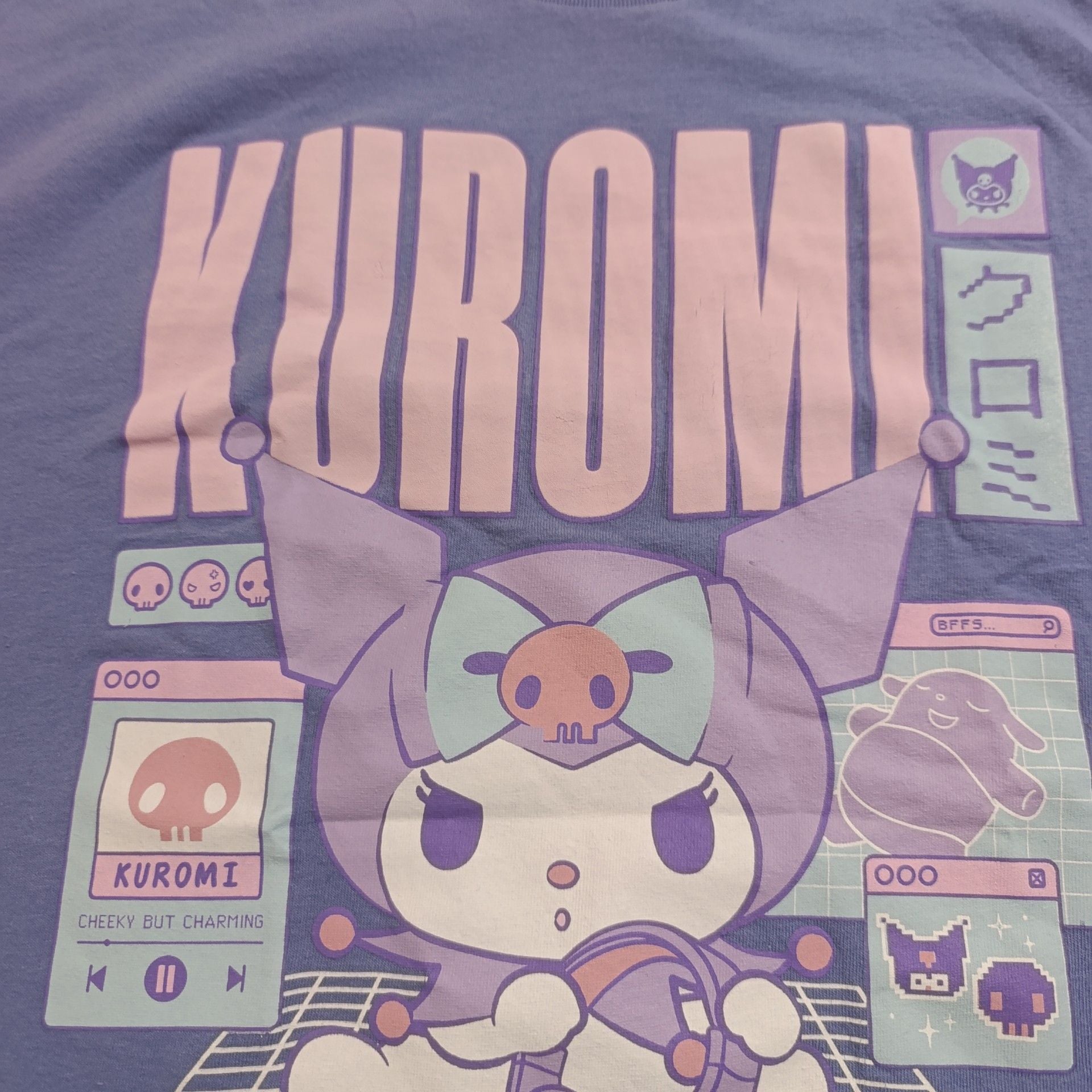 Sanrio Kuromi T Shirt Large Purple Ripple Junction Gamer Kawaii Anime GraphicTee 4