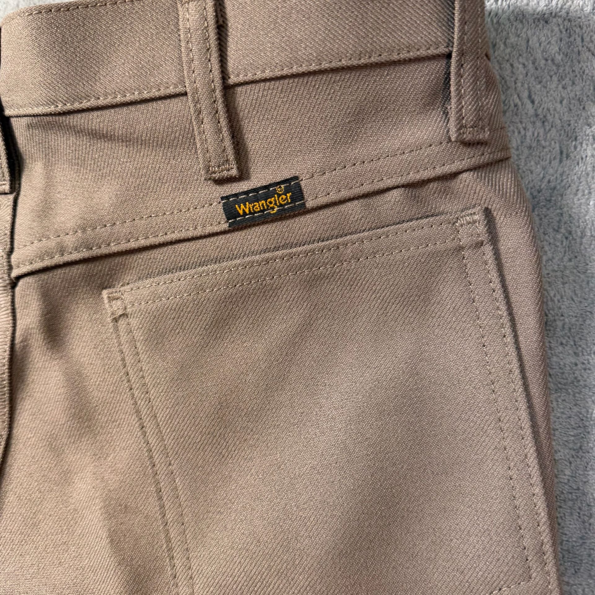 Wrangler Wrancher Dress Jeans Pants Mens 31x34 Bark Brown Bootcut Poly Twill 11