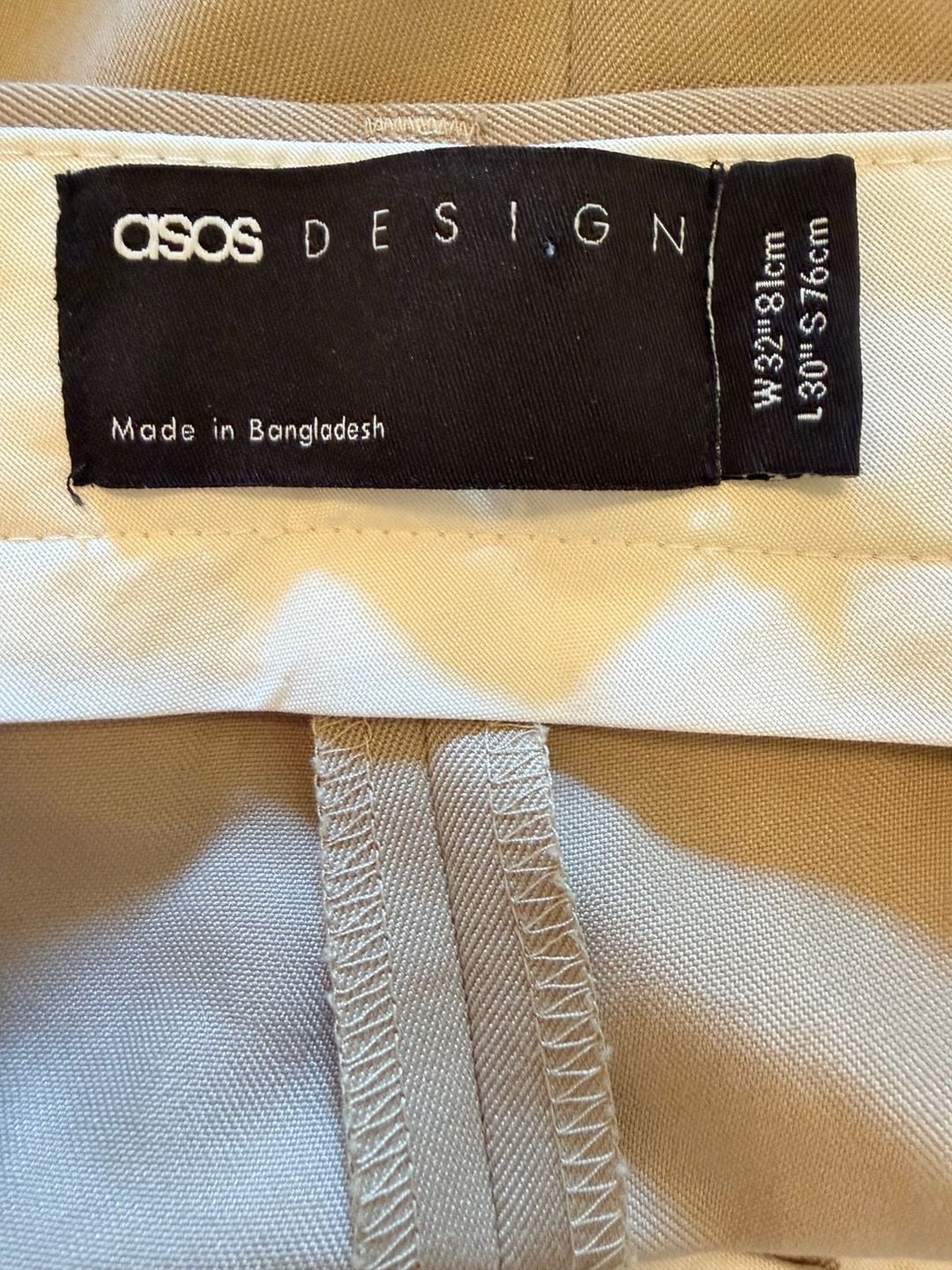 ASOS Design Pleated Trousers W32xL30 Beige Dress Pants 4