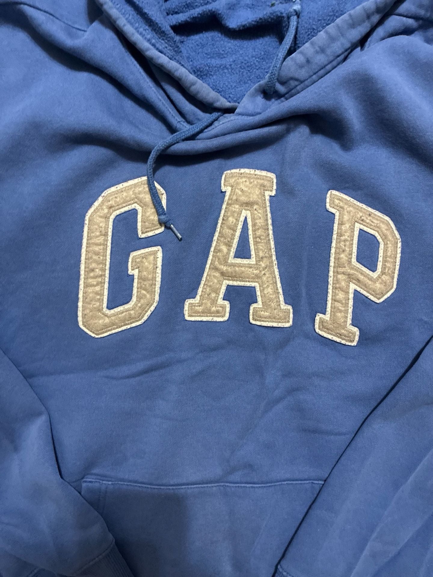 Blue baggy GAP HOODED SWEATSHIRT BLUE WITH WHITE OUTLINED logo 3