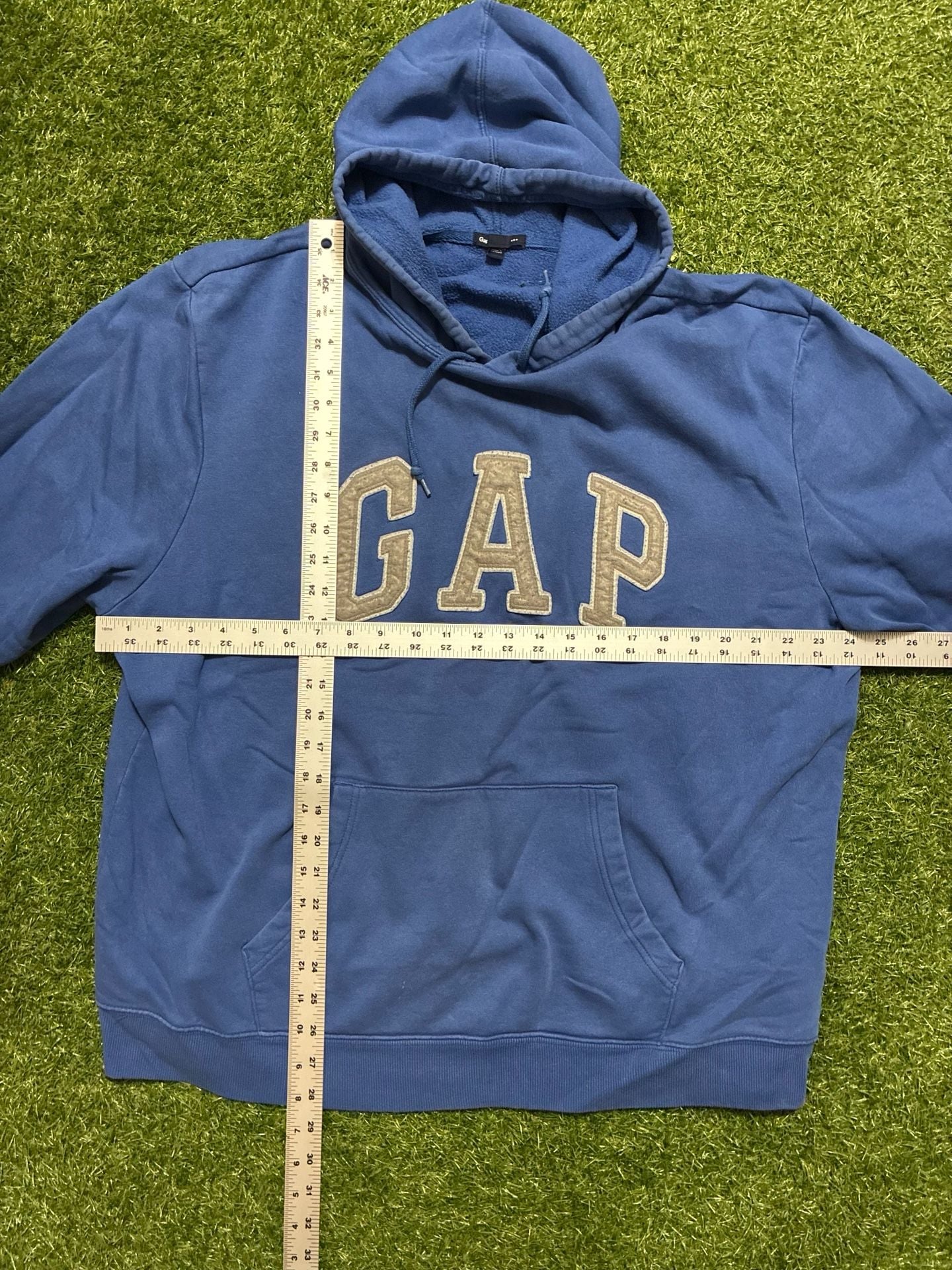 Blue baggy GAP HOODED SWEATSHIRT BLUE WITH WHITE OUTLINED logo 6