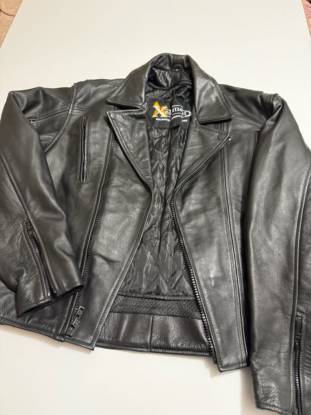 Xelement Leather Motorcycle Jacket Size XL Black Biker 3