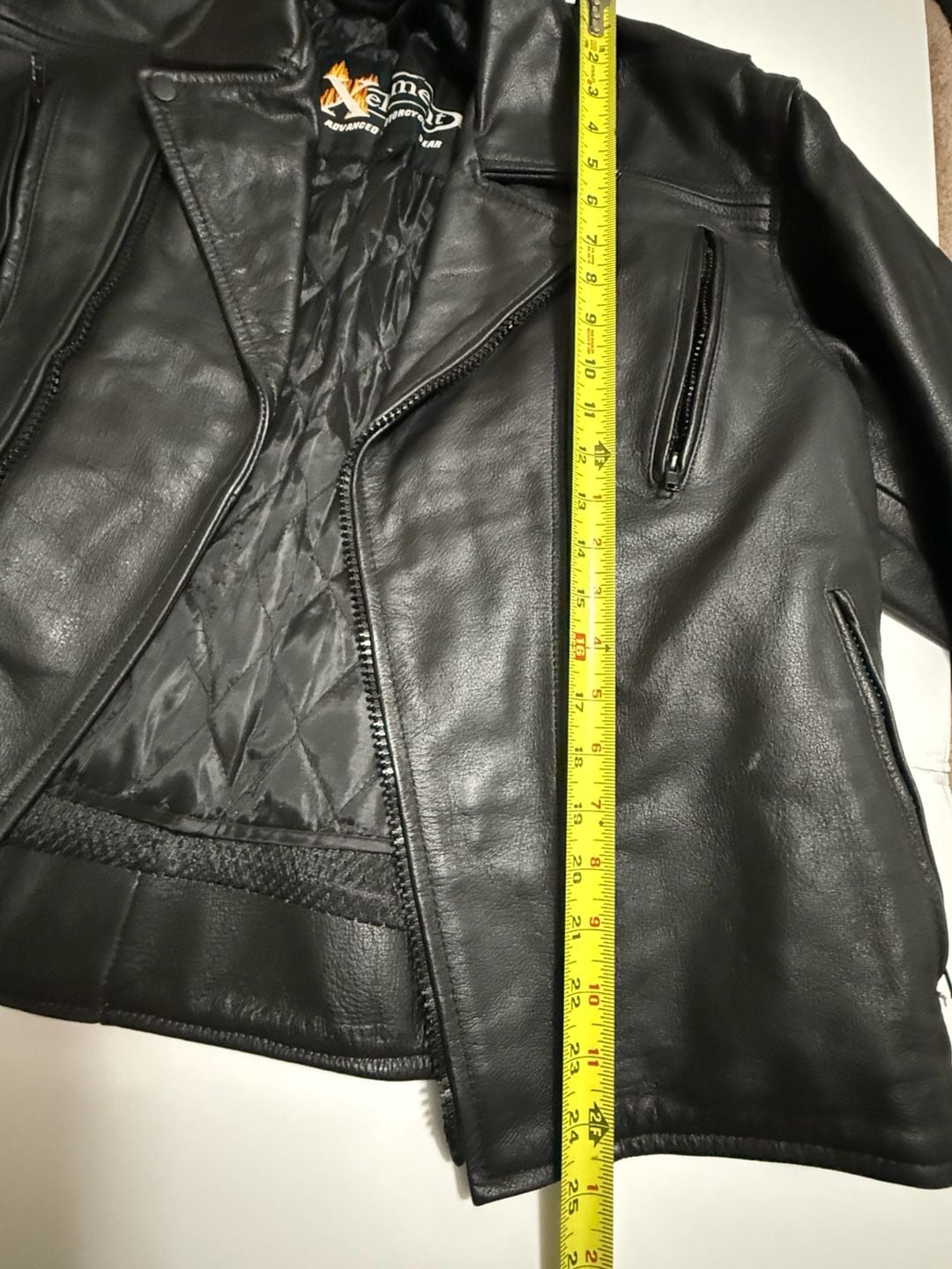 Xelement Leather Motorcycle Jacket Size XL Black Biker 9