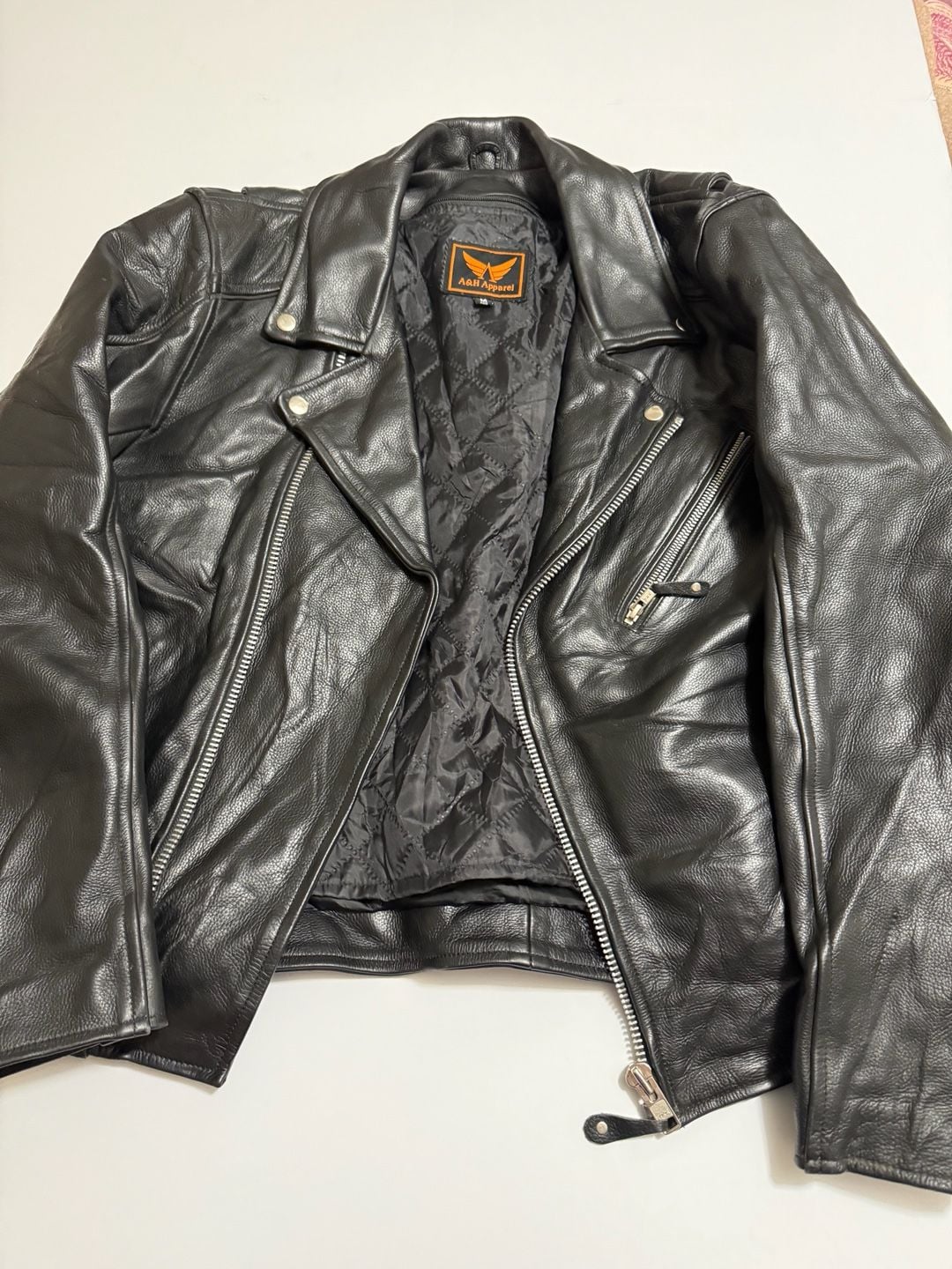 A&H Apparel Motorcycle Jacket Size M Black Leather Biker 2
