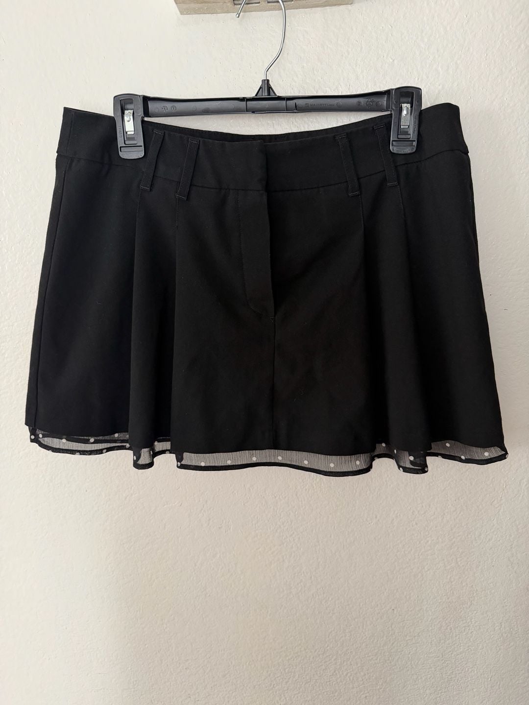 H&M Black Polka Dot Mesh Trim Pleated Mini Skirt 2