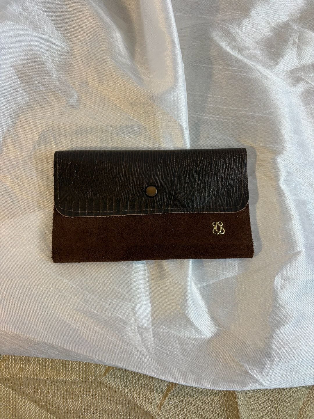 Vintage Brown Leather Checkbook Wallet Organizer 2