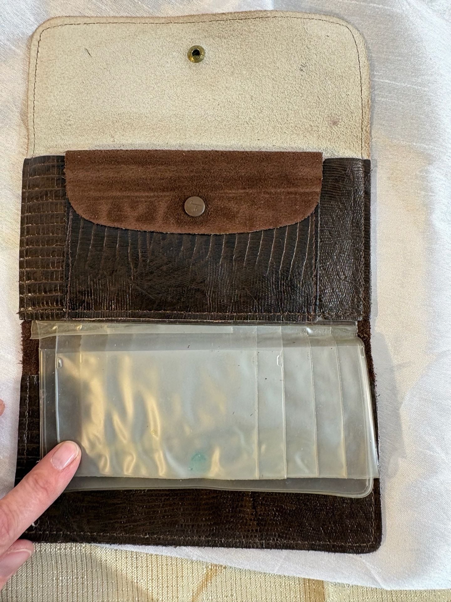 Vintage Brown Leather Checkbook Wallet Organizer 3