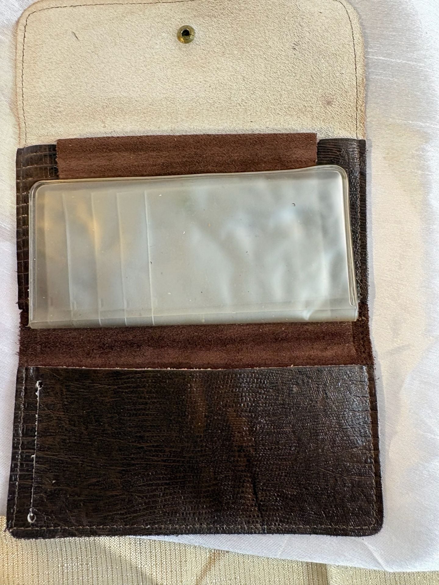 Vintage Brown Leather Checkbook Wallet Organizer 4