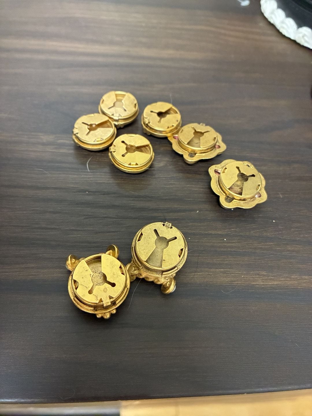 Vintage Designer Gold Tone Shank Button Lot Gemstone Glass 8-Piece Set 2