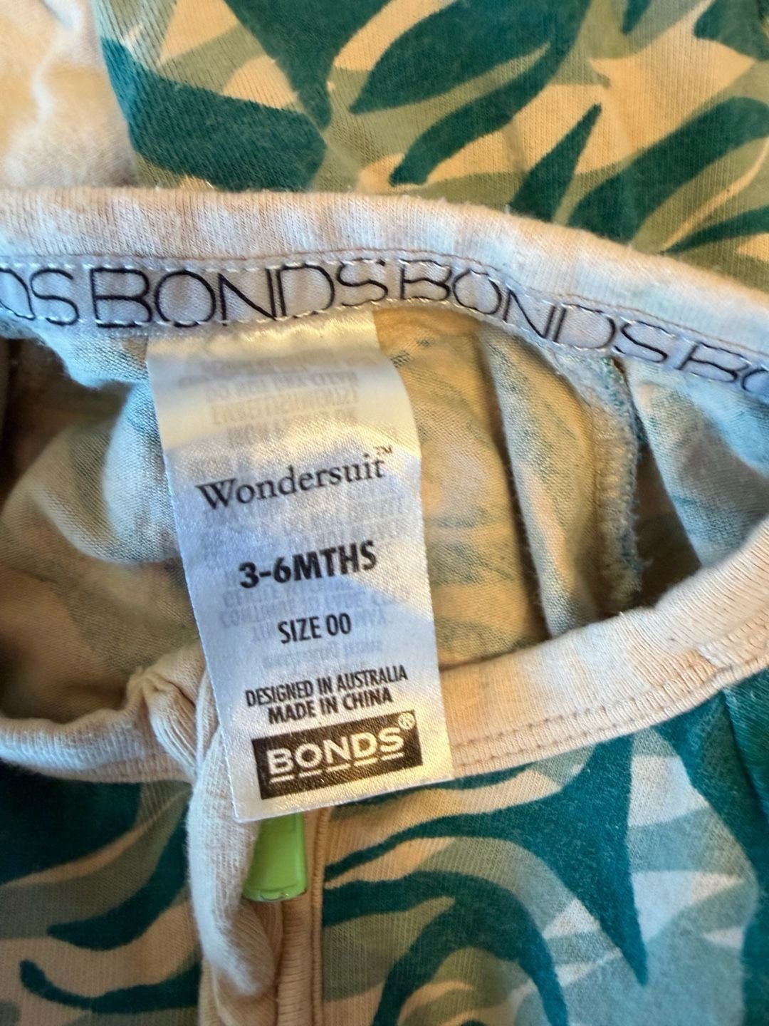 Bonds Wondersuit Size 3-6Mths Teal Zebra Print Zip Romper 4
