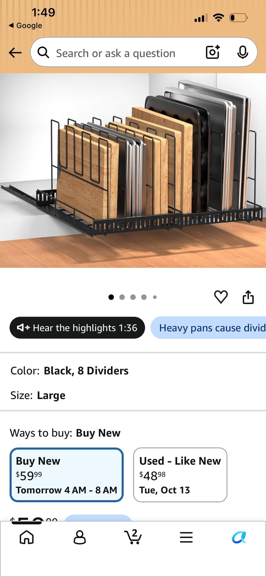 Housolution Kitchen Organizer Rack Slide-Out Rail Design Large 1