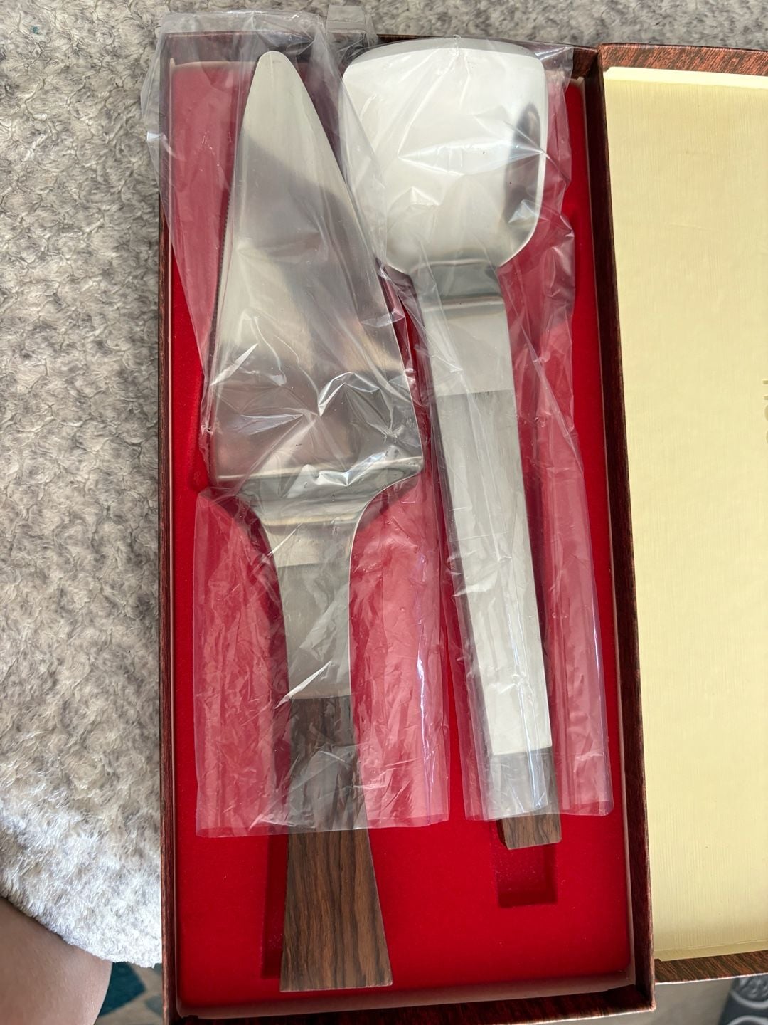 Burnco Hostess Set Vintage Stainless Steel Wood Handle 3