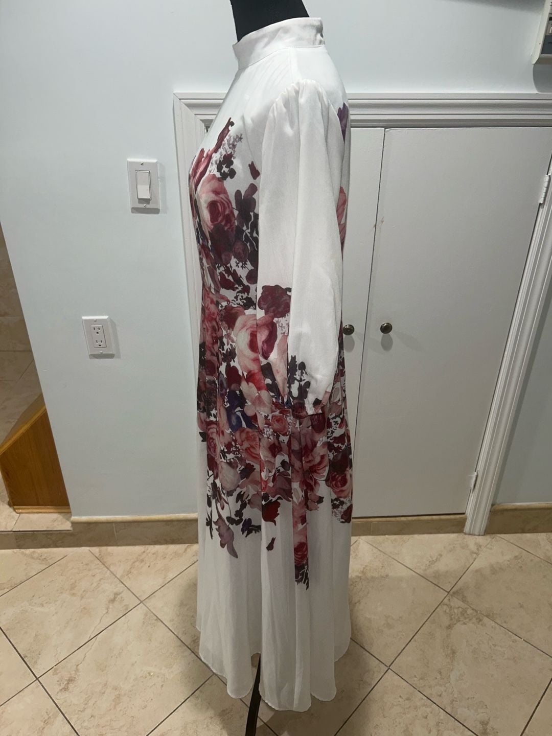 Floral Print Long Sleeve Maxi Dress White 5