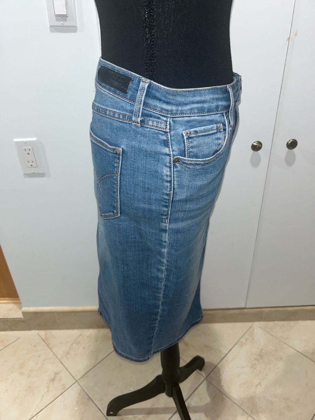 Calvin Klein Denim Skirt Blue Wash Midi 3