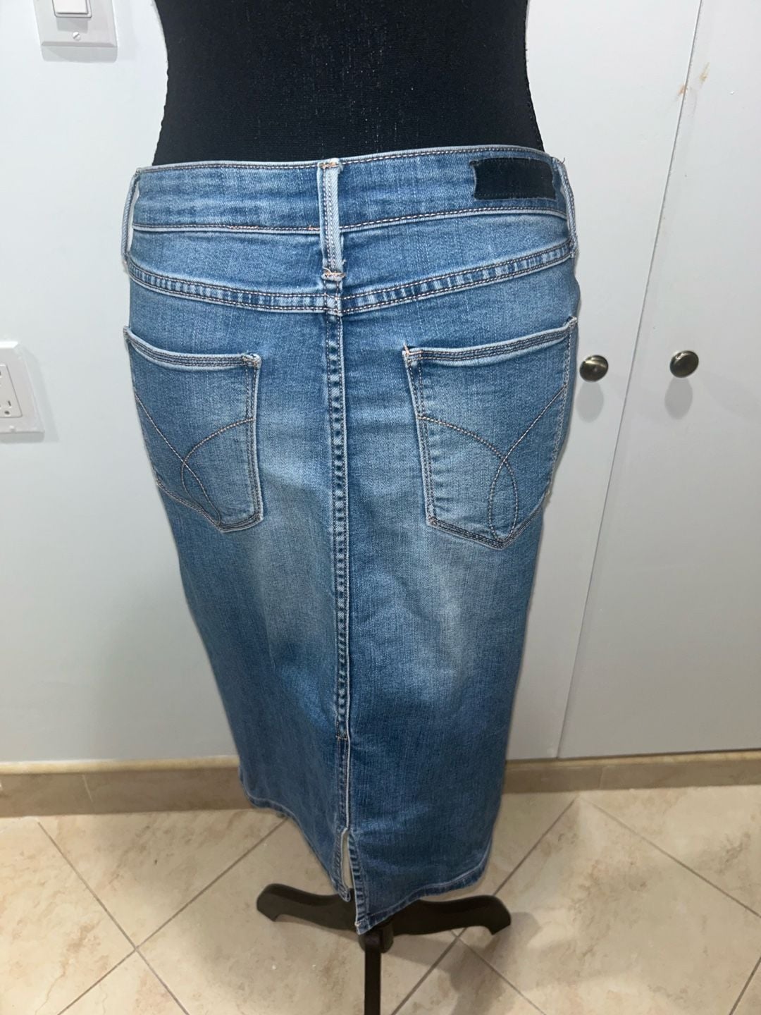 Calvin Klein Denim Skirt Blue Wash Midi 4