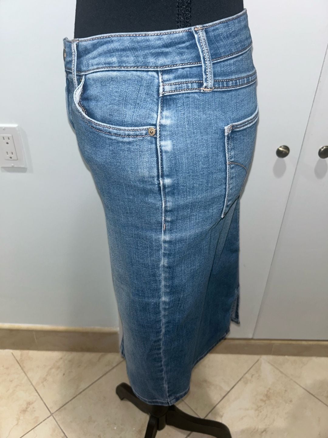 Calvin Klein Denim Skirt Blue Wash Midi 5