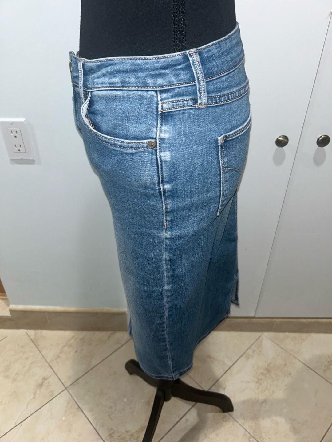 Calvin Klein Denim Skirt Blue Wash Midi 6