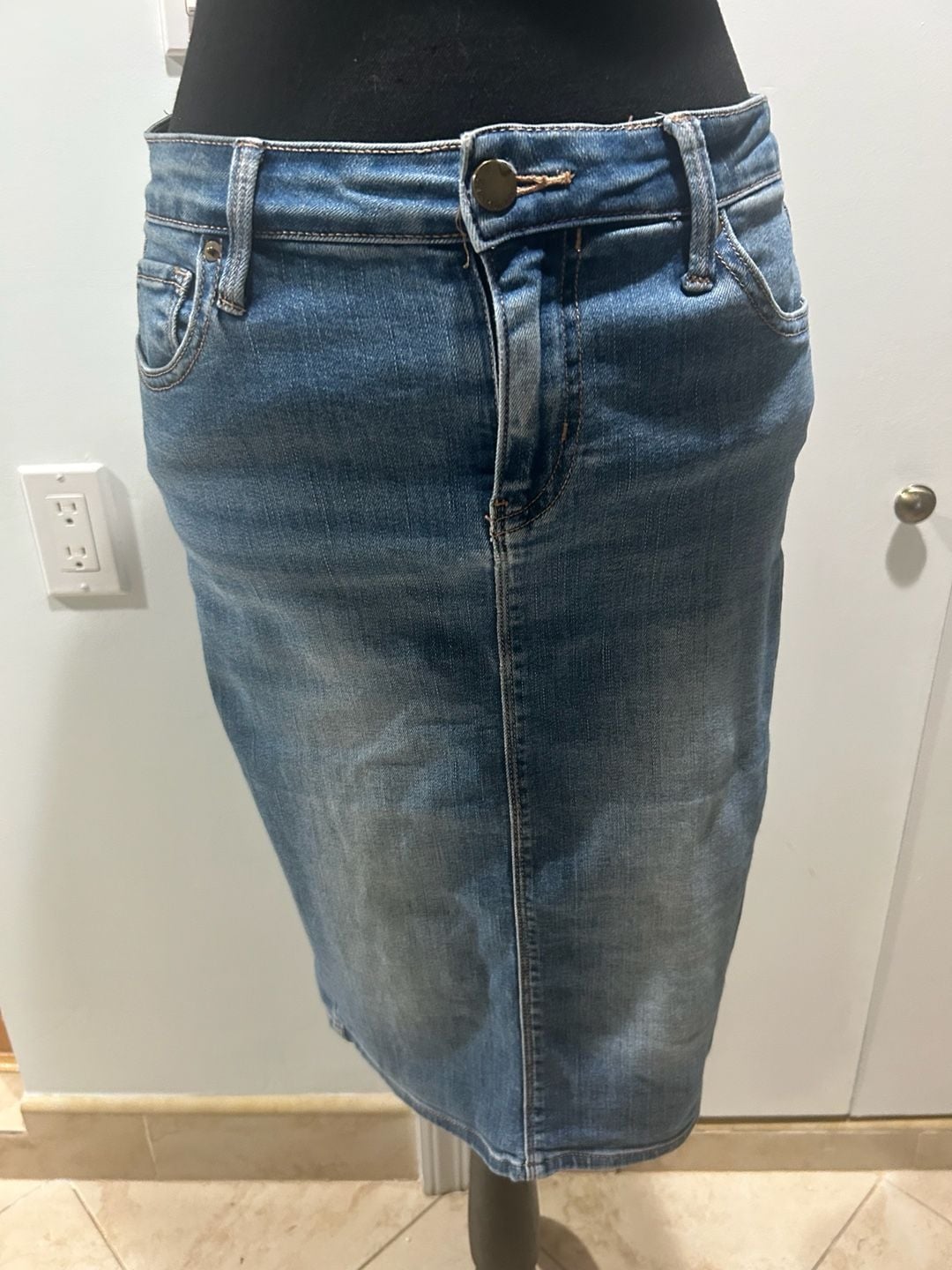 Calvin Klein Denim Skirt Blue Wash Midi 7