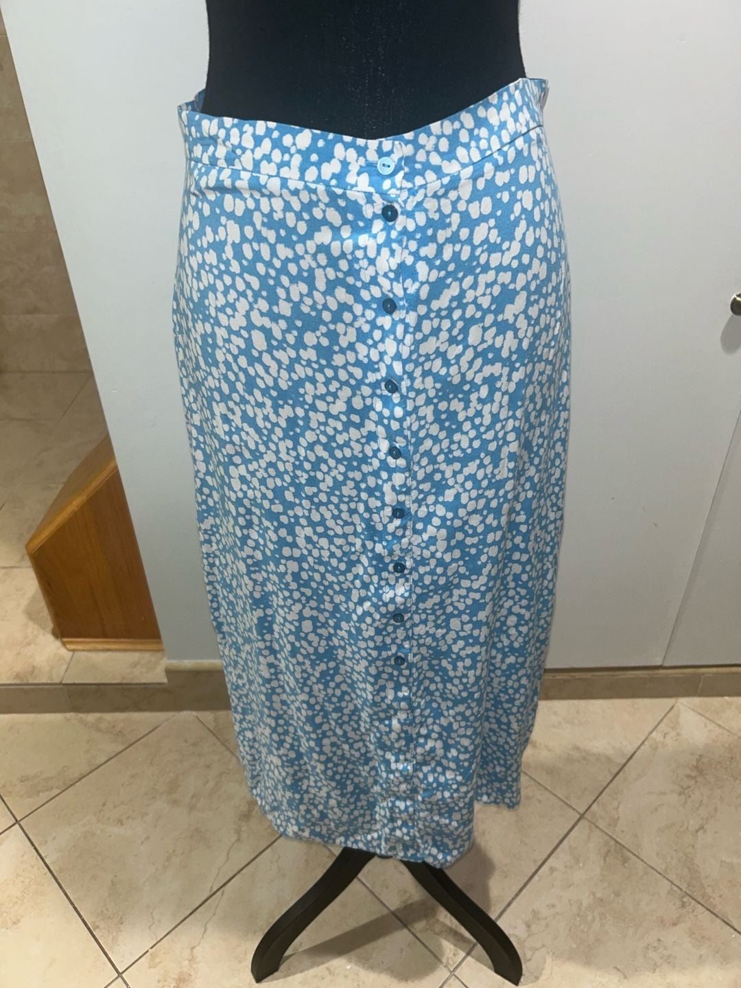 Maxi Skirt Blue White Speckled Pattern 7